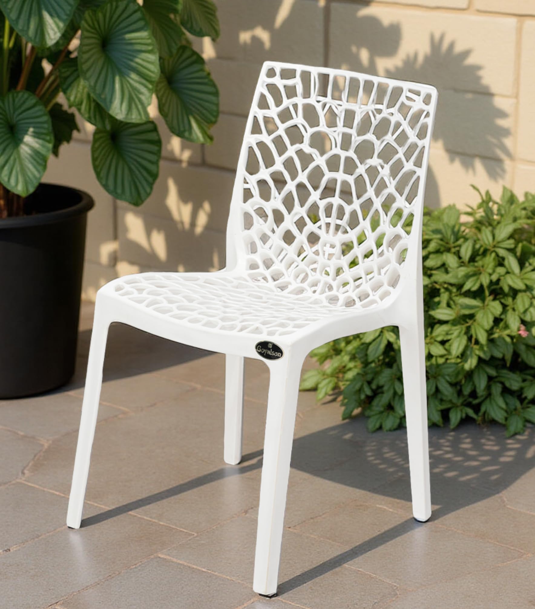 APPLE FURNITURE Designer Web Plastic Living Room Outdoor Chair (Jali) Gloss Finish Garden, Home, Office and Restaurant Chair, Orthopedic Spinal Support Plastic Chair (1, White, Standard)-image-16