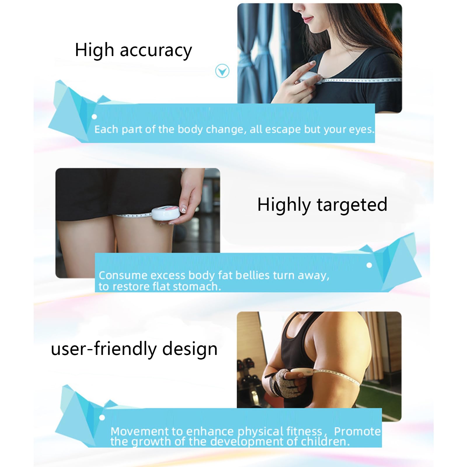 Cinta métrica, cinta métrica, regla compatible con Bluetooth con medición dirigida Cinta suave apta for el control del cuerpo Pérdida de peso Cinta métrica corporal retráctil Cinta de coser(Blue)
