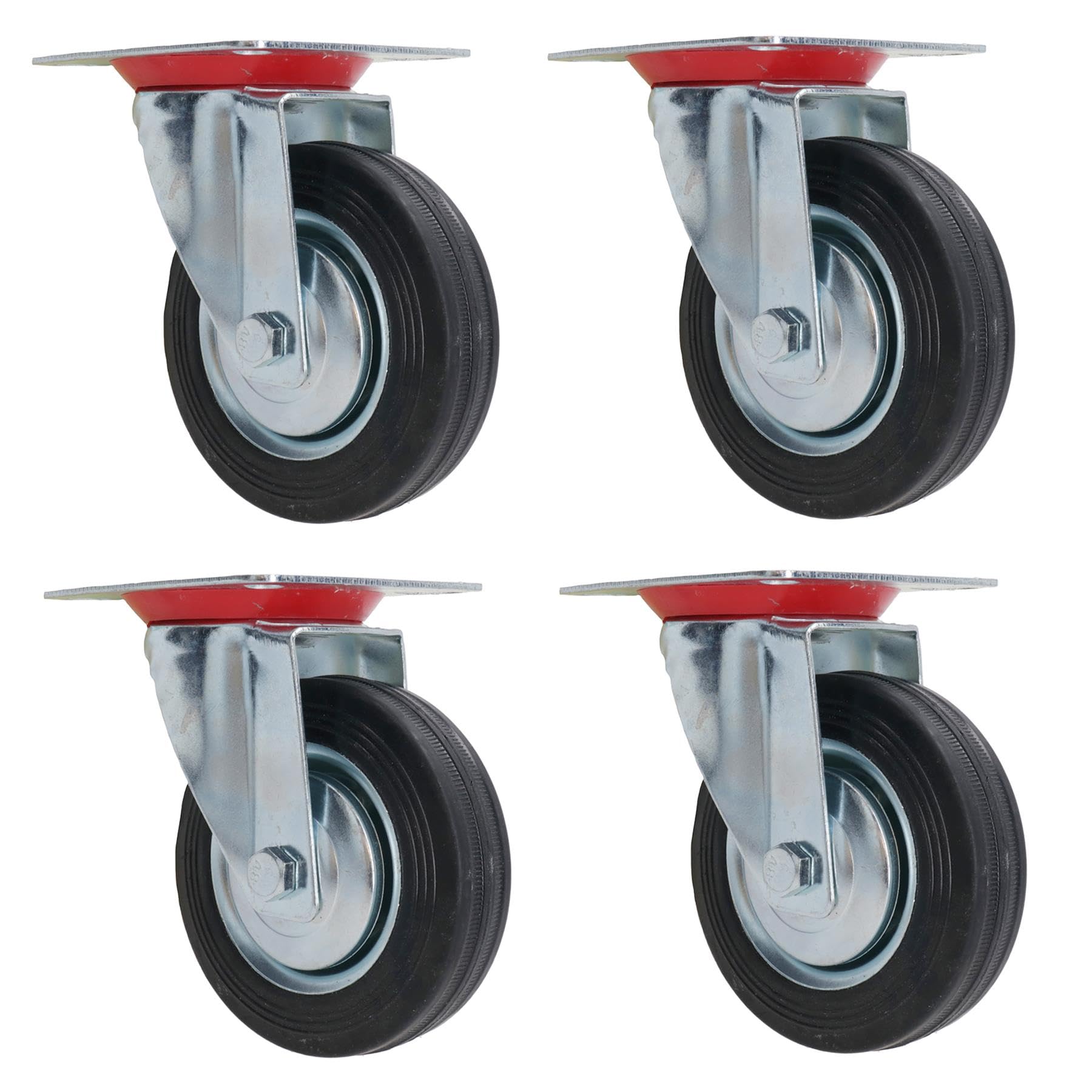 4 x 100mm Rubber Swivel Castor Wheels Trolley Furniture Caster