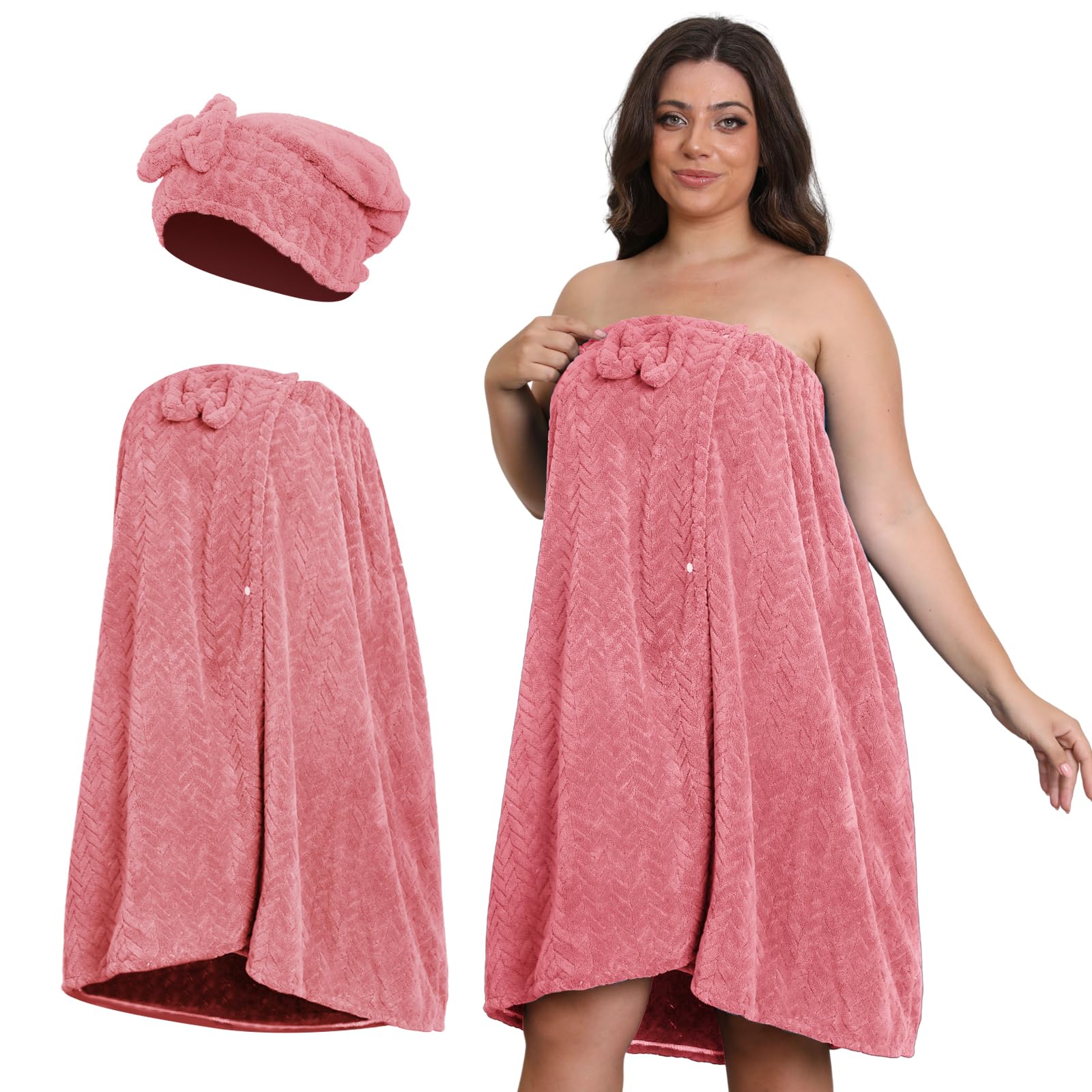 Plus Size Bath Towel Wrap for Women XXL-XXXXL with Hair Towel Oversize Shower Wrap Dress Spa Bathrobe Comfortable