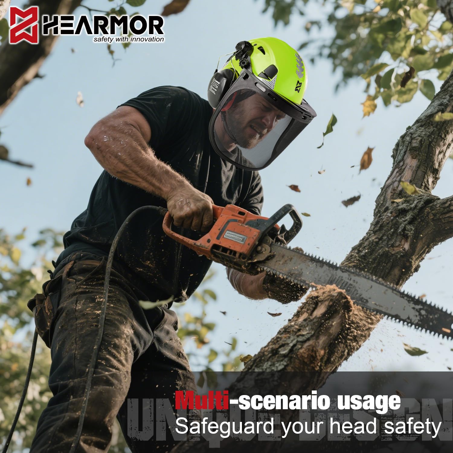 HEARMOR Mervex Forest Air Casque de sécurité ABS pour lieux de travail aériens forestiers Certifié EN12492 Conforme à la norme EN397 Résistant aux chocs et à la pénétration Casque de sécurité pour