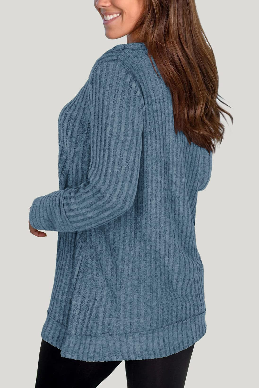 DUOEASE Pull Femme Hiver Col en V Casual Sweatshirts Manches Longues Léger Top