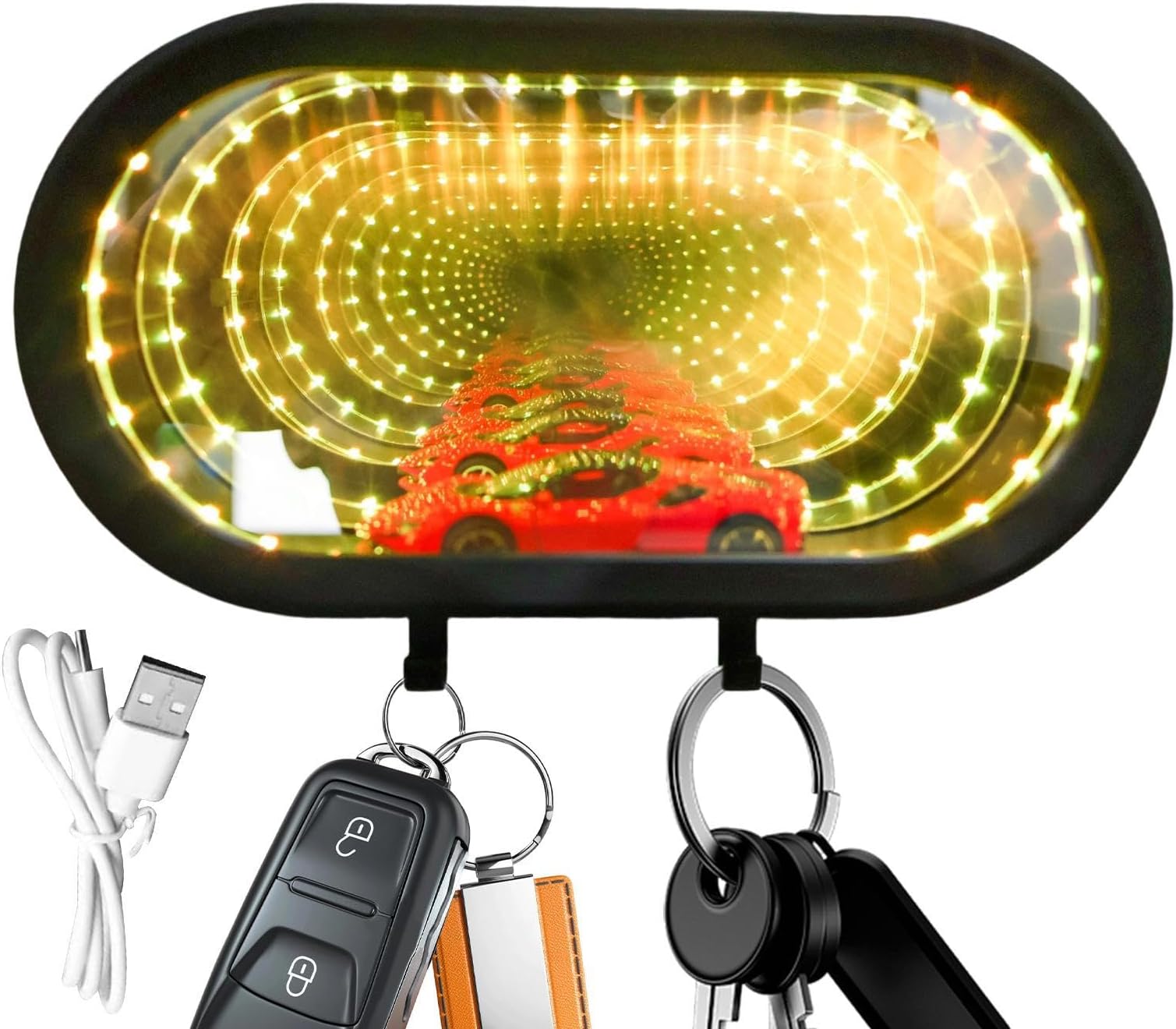 Car Key Holder for Wall | Infinity Modern Rechargeable with LED,Infinity Garage Key Holder Wall Decor,for Living Room Bedroom Entryway Hallway Farmhouse RV Men Dad Enthusiasts