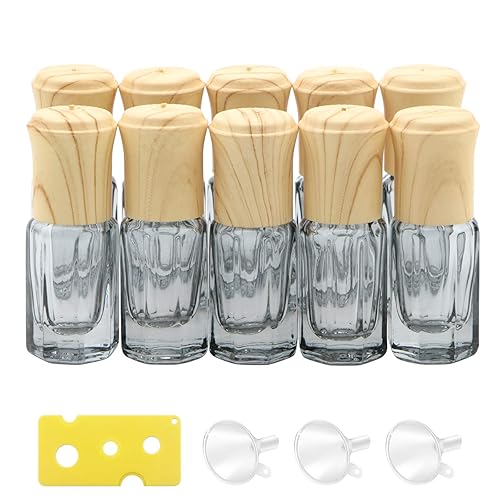 10 botellas enrollables de vidrio negro de 0.1 fl oz, mini botellas enrollables para cosméticos, perfumes, aceites esenciales, frascos de muestra,