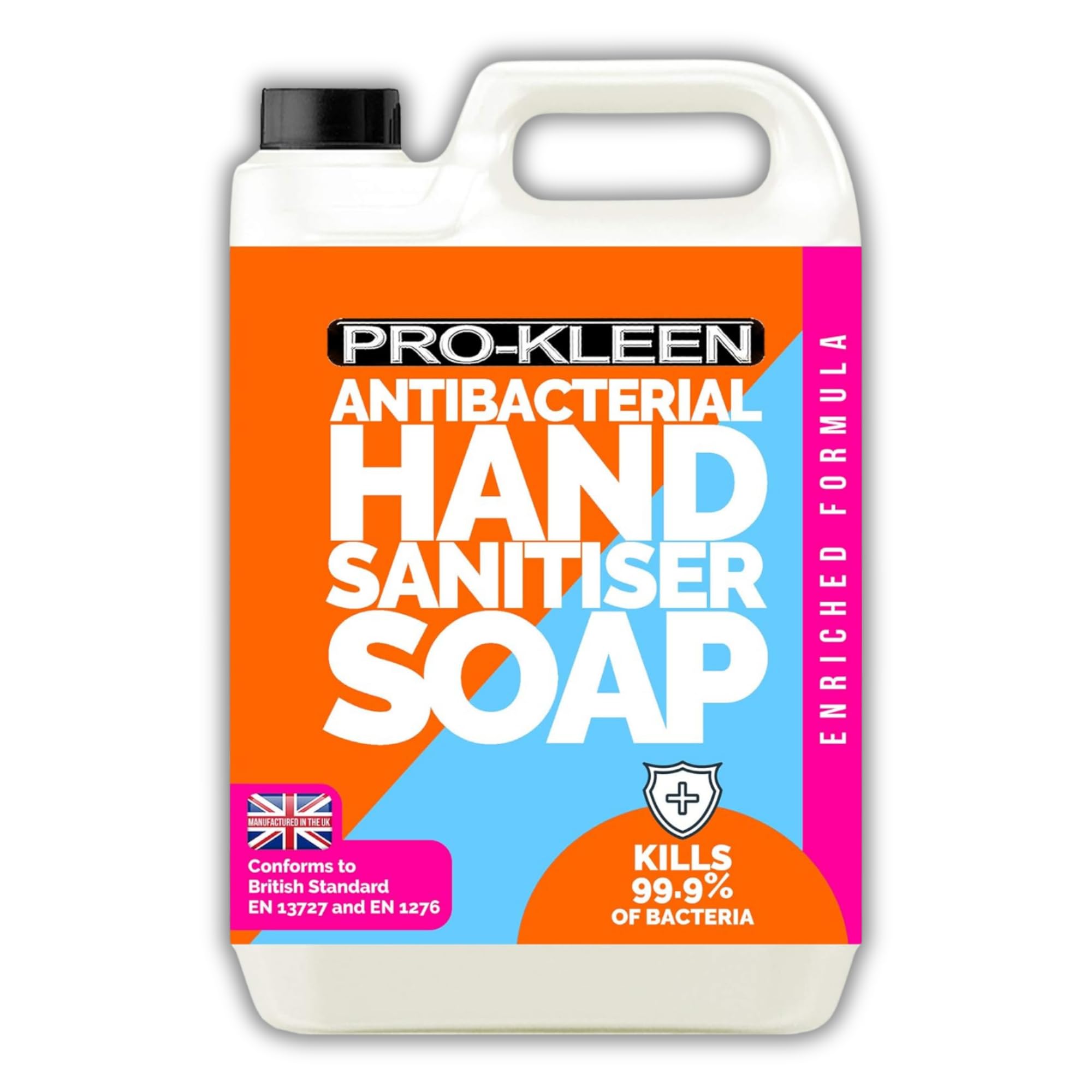 Pro-Kleen Anti Bactierial Hand Sanitiser Soap 5 litres - Alcohol Free Kills 99.9% Bacteria, British Standard EN 1276