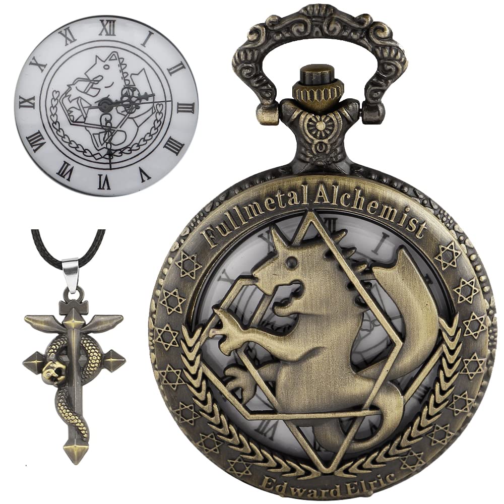 Tiong Nostalgia Movie Theme Design Alloy Quartz Pocket Watch with Necklace Chain