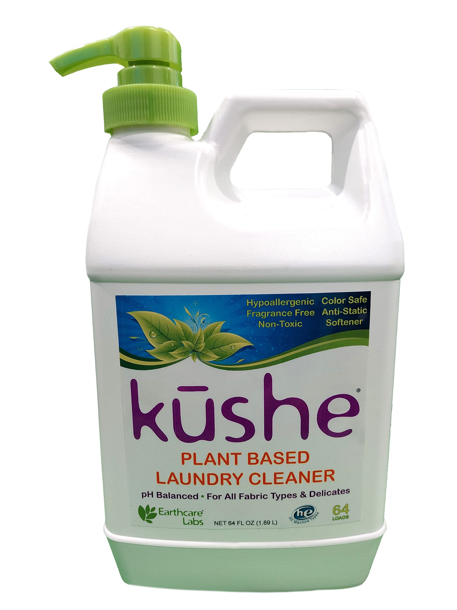 KŪSHE Plant-Based Liquid Laundry Cleaner, Delicates, Anti-Static, Softener, Sensitive Skin | 64 Fl Oz
