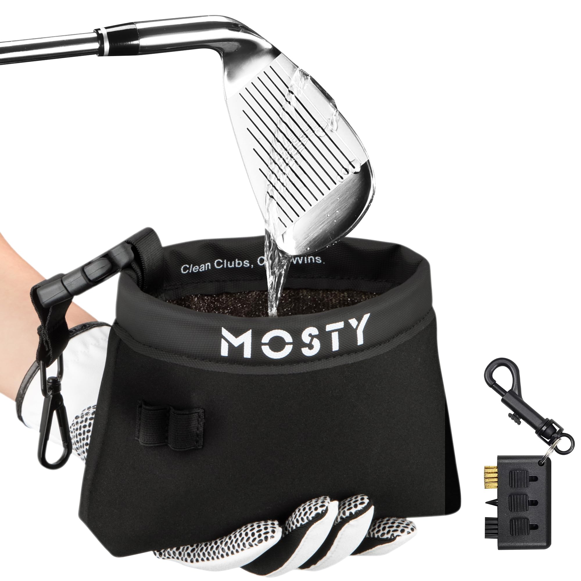 MOSTY Golf Club &amp; Ball Cleaner Bag,Durable Golf Club Cleaning Kit and Ball Washer Pouch,Club Cleaner for Golf Bag, Golf Gifts for Men Women Golfers Him Unique, Essential