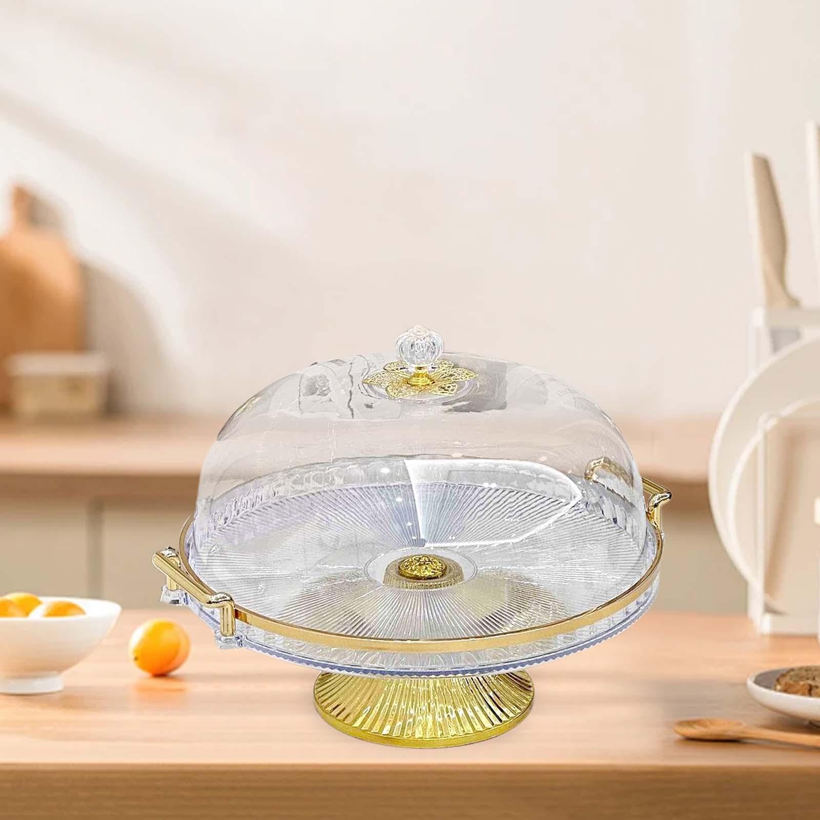 Colcolo Piatto da Portata per Dessert, Alzata per Torta con Coperchio a Cupola, Piatto da Portata Rotondo e Multifunzionale per Biscotti, Cupcake, Muffin, Chiaro