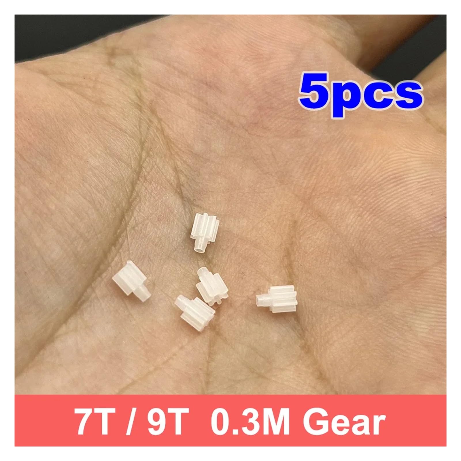 Engrenage en plastique de 0.3M, dents 7/9T, arbre de 0.8mm/1mm, micro tasse creuse, pignon de transmission de moteur, 5 paquets(7 Teeth 0.8mm)