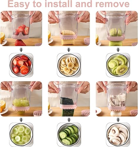 Miniatura 6 de Cortador de fresas taza de rebanadora de frutas, cortador de velocidad de ensalada de verduras para fresas, huevo, plátano, champiñones, pepino,