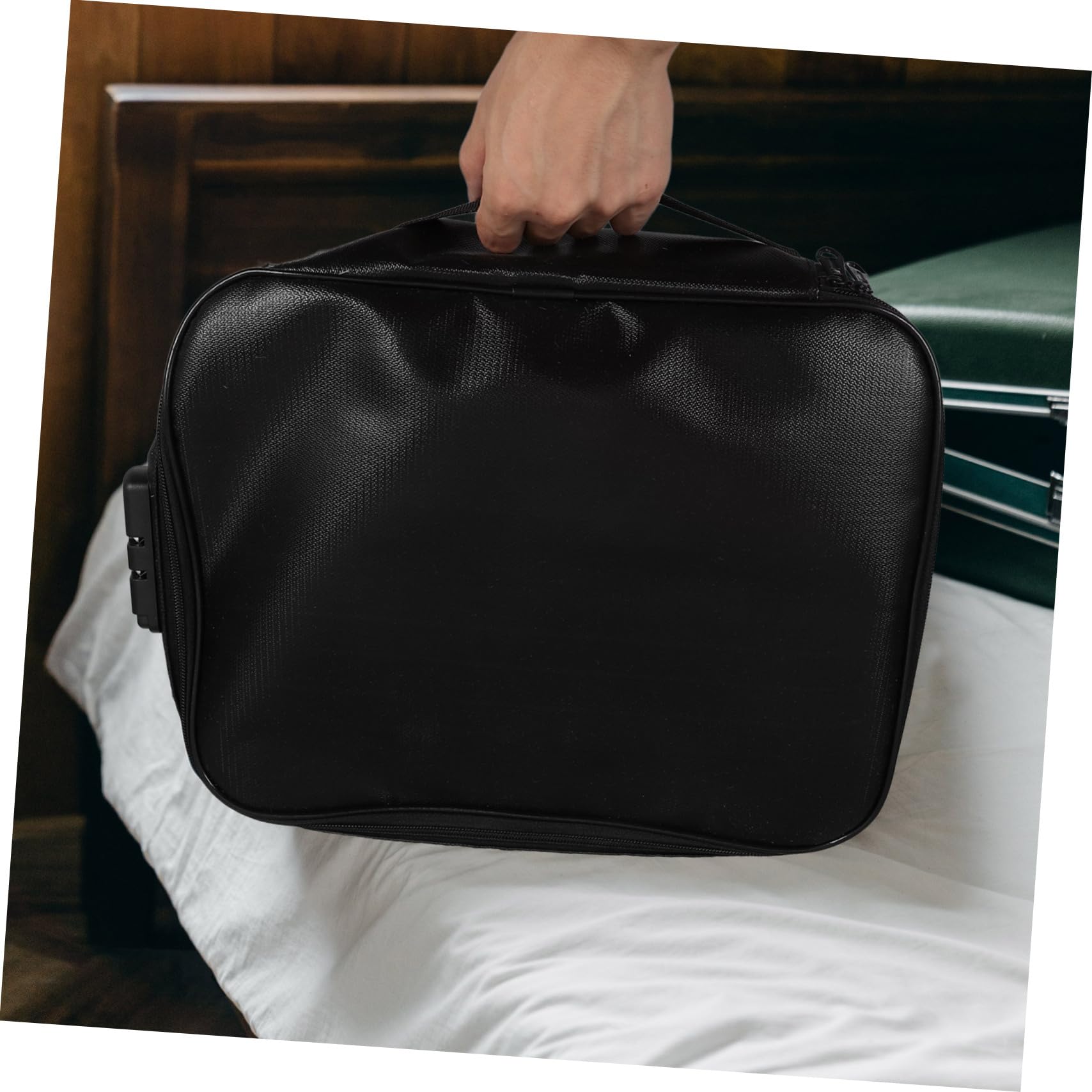 Sacchetto Ignifugo per Documenti Multi Strato in Fibra Nera | Uso Viaggio e Quotidiano, Design Elegante e Resistente, Organizer Portatile Chiusura Sicura