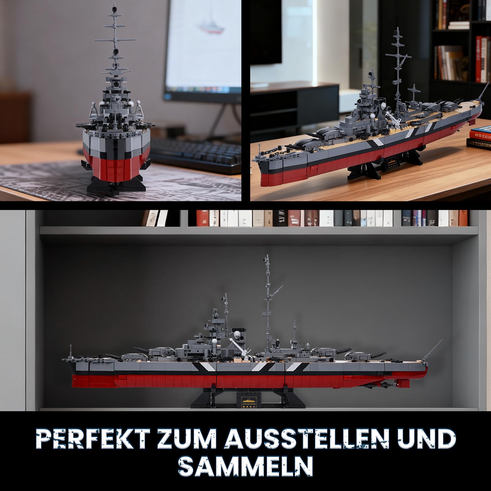 JMBricklayer Technik Bismarck Schlachtschiff Klemmbausteine Bausatz für Erwachsene, 2537 PCS WWII Militär MOC Kriegsschiff Modell 60015, Deko für Zuhause & Büro, Geschenk für Jungen & Männer 14+