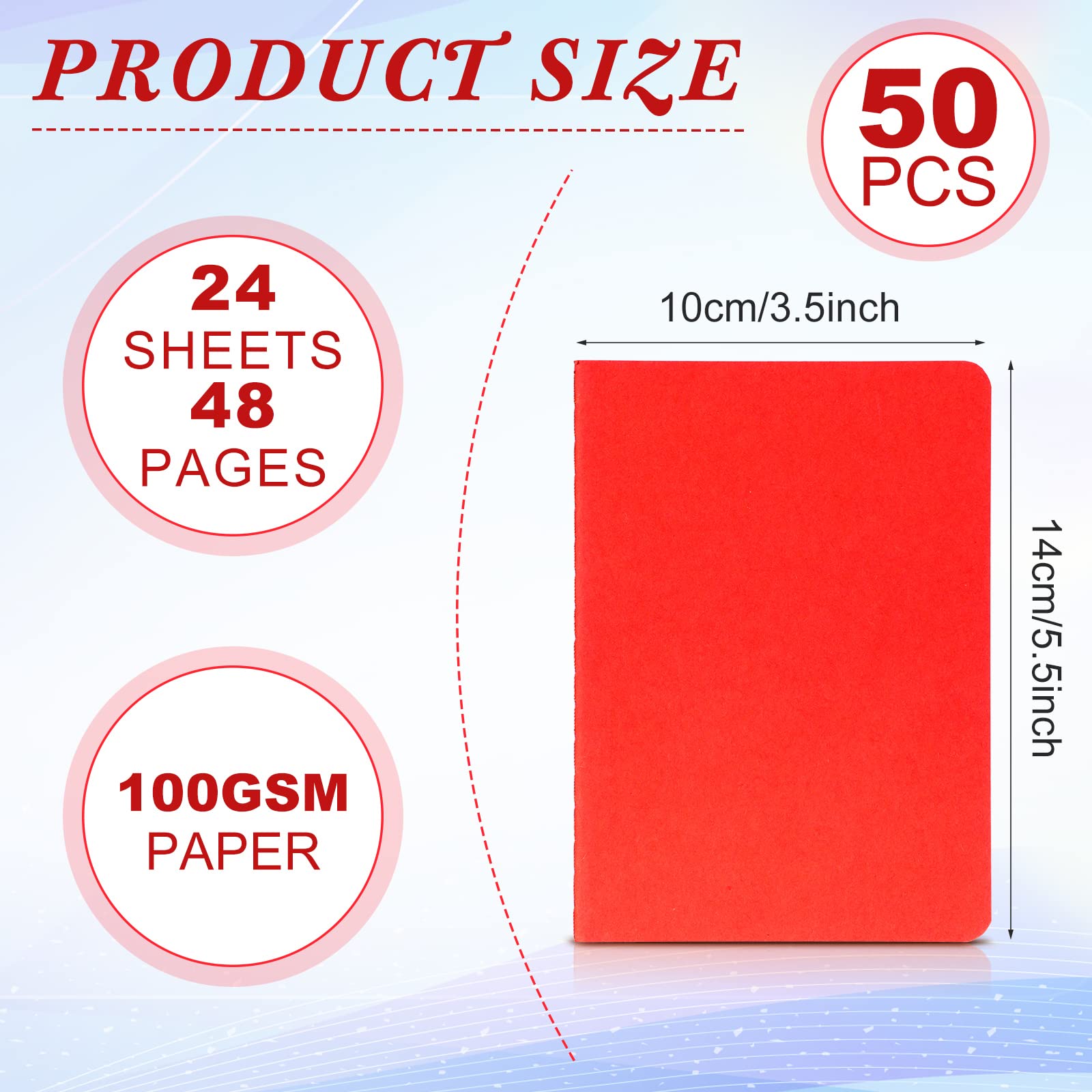 Ctosree 50 blocs de notas pequeños a granel, mini diario de bolsillo, mini bloc de notas, bloc de notas de oficina, escuela, regalos suministros para niños y estudiantes, 24 hojas, 5.5 x 3.5 pulgadas