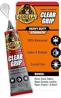 Gorilla Clear Grip Waterproof Contact Adhesive, 3 Ounce Tube, Clear, (Pack of 1)