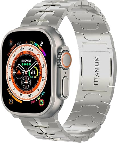 Miniatura 8 de KULUZE Correa para Apple Watch, correa de metal de titanio de 4945441.654 in para Apple Watch Ultra 2Series 98765SE, banda más ancha para hombres