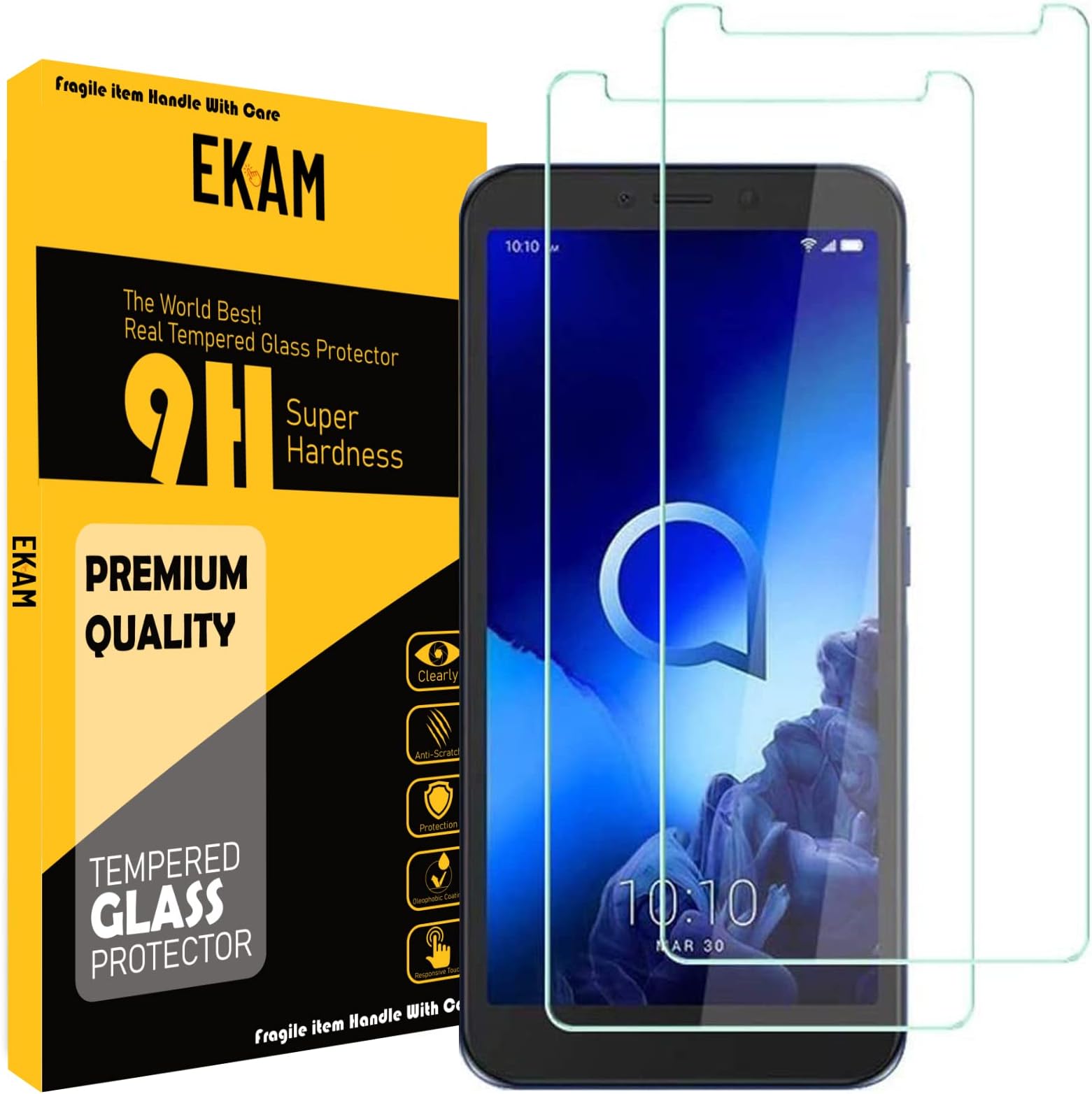 Alcatel 1 Screen Protector [2 Pack], Alcatel 1 glass screen protector, [Anti-scratch] [Anti-Bubble] Tempered Glass for Alcatel 1 [5.0" Inch]