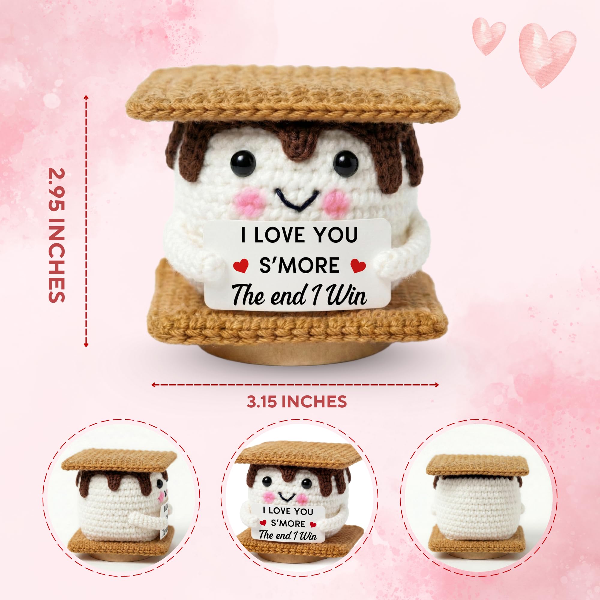 SUCHAGIFT Couple Gifts - Anniversary, Birthday, Valentines Day Gifts for Him, Her, Boyfriend, Girlfriend, Wife, Husband - Love Inspirational Positive Support S'More Crochet Doll
