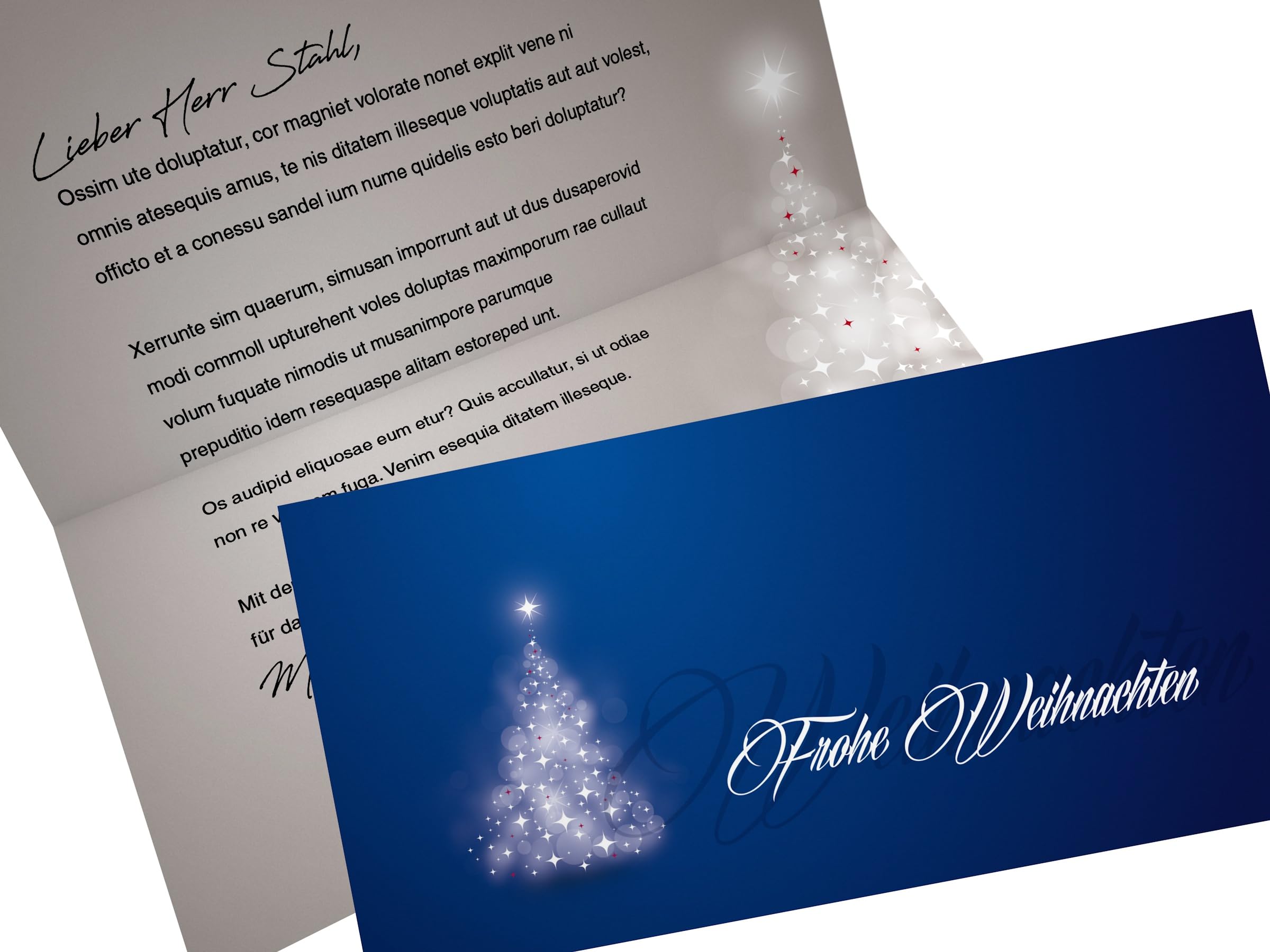 'Tarjetas de Navidad con sobres, Set de 100 Diseño "verträ umter Árbol de luz azul, – Tarjetas Incluso imprimibles