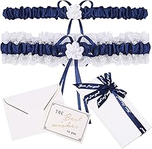 Gudotra Kit 6 Pezzi Giarrettiera Sposa Blu Scatola Regalo Biglietto d'Auguri Nastro Regalo per Sposa Nuziale Matrimoni Qualcosa Blu per Sposa