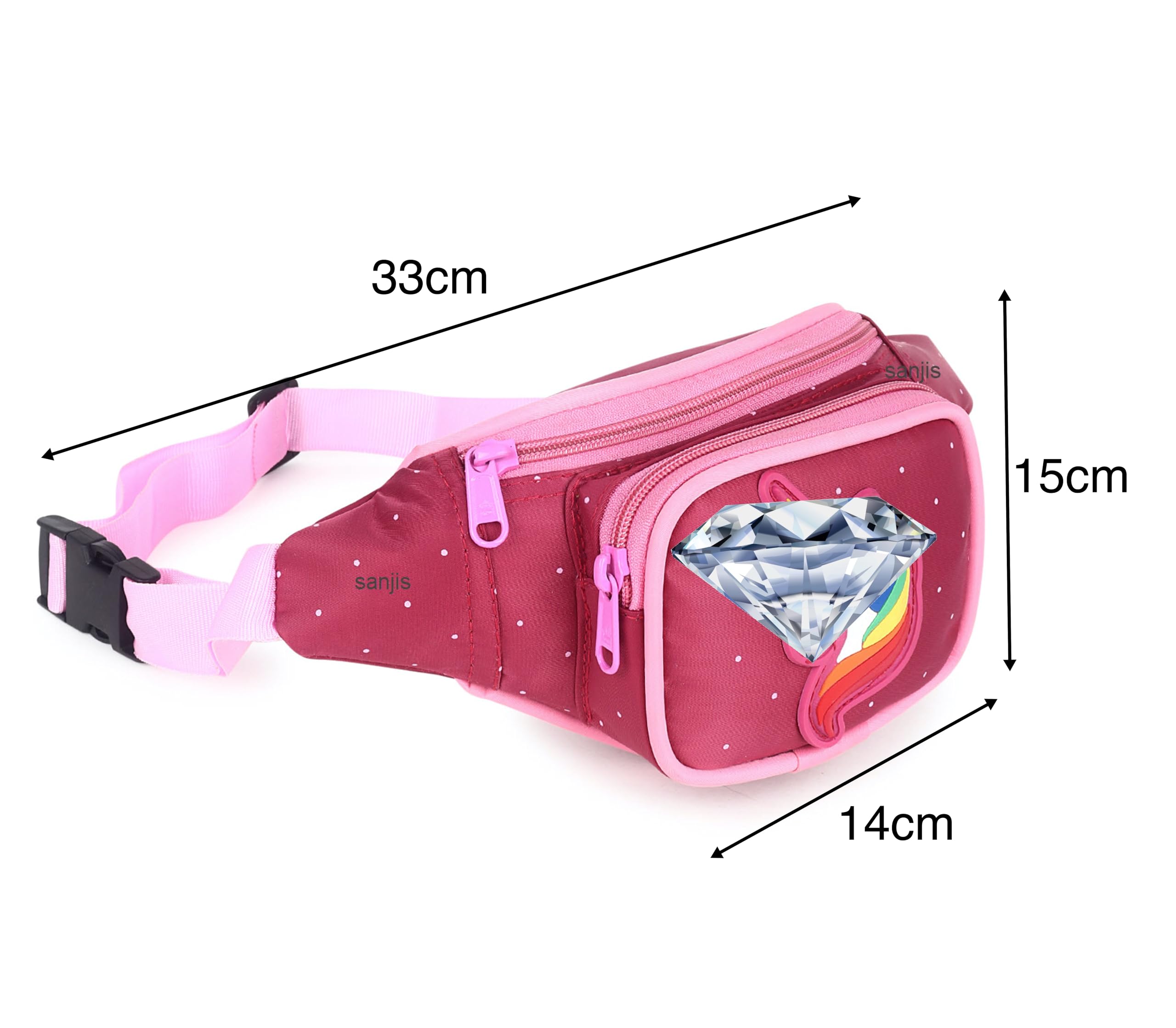 Sanjis Enterprise Multicolor Waist Bagg Cartoon Character Waist Bag Girls Messenger Waist Bag/Backpack Shoulder Bag Side Bag for Kids Girls Children Birthday Gift(Random Color) with Sunglass (Pink) 1