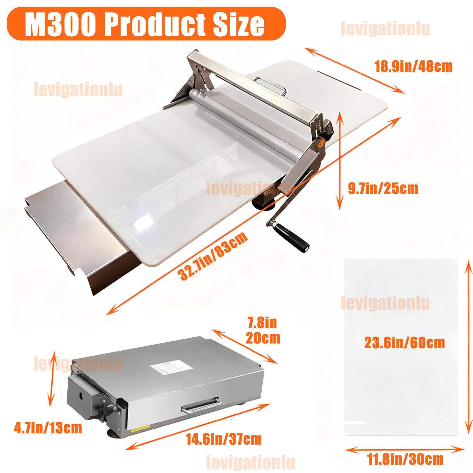 Sfogliatrice Manuale per Pasta, Rullo per Pasta in Acciaio Inox Con Spessore Regolabile Da 0 a 25 Mm, Sfogliatrice Pasticceria per Croissant, Pizza, Pasta, Per Uso Domestico E Commerciale 300