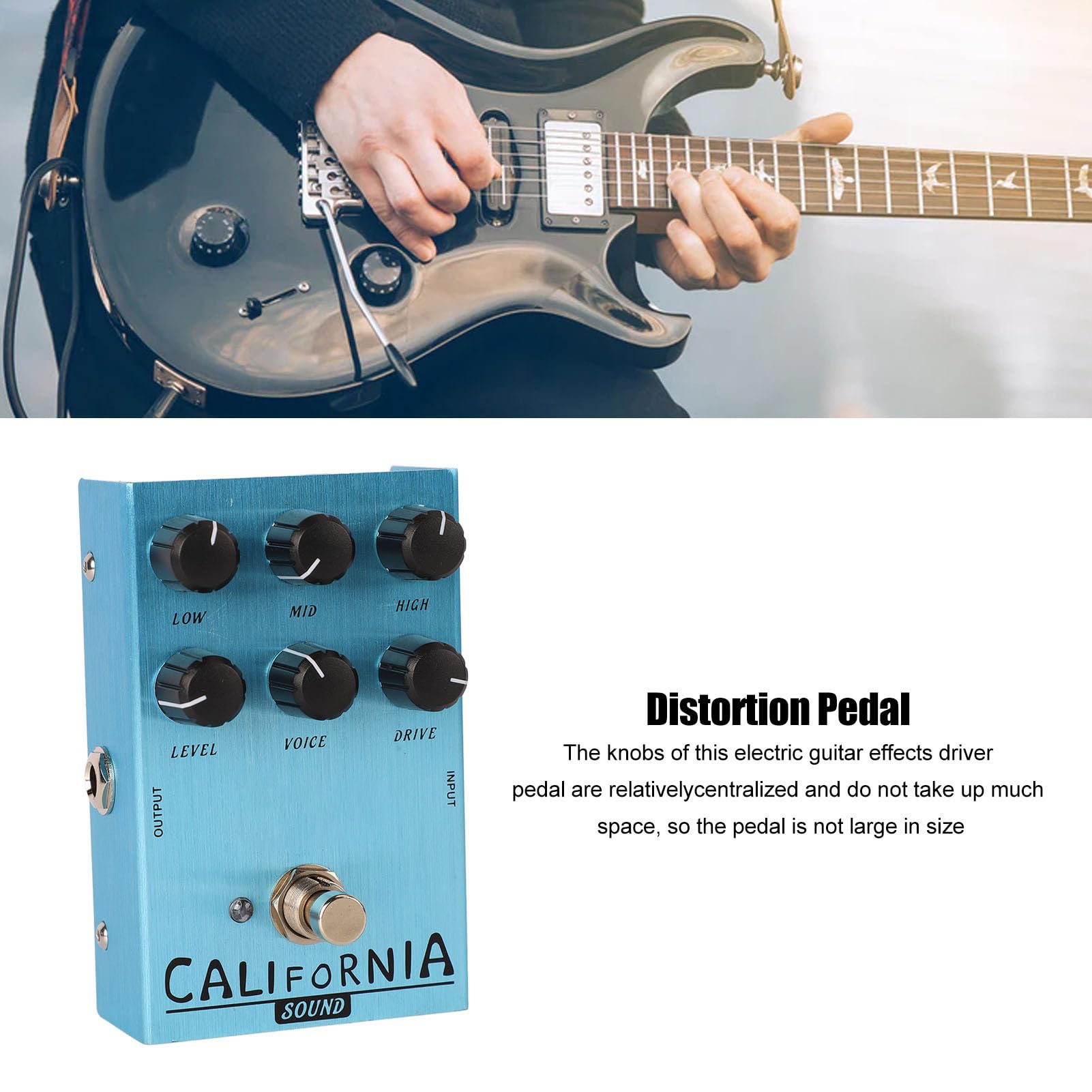 Sxhlseller Pedale Effetti Overdrive Distorsione per Chitarra Elettrica per Chitarristi di Tutti i Livelli, Effettore in Lega di Alluminio Stile Vintage per Appassionati di Musica (AN 32 Azzurro)