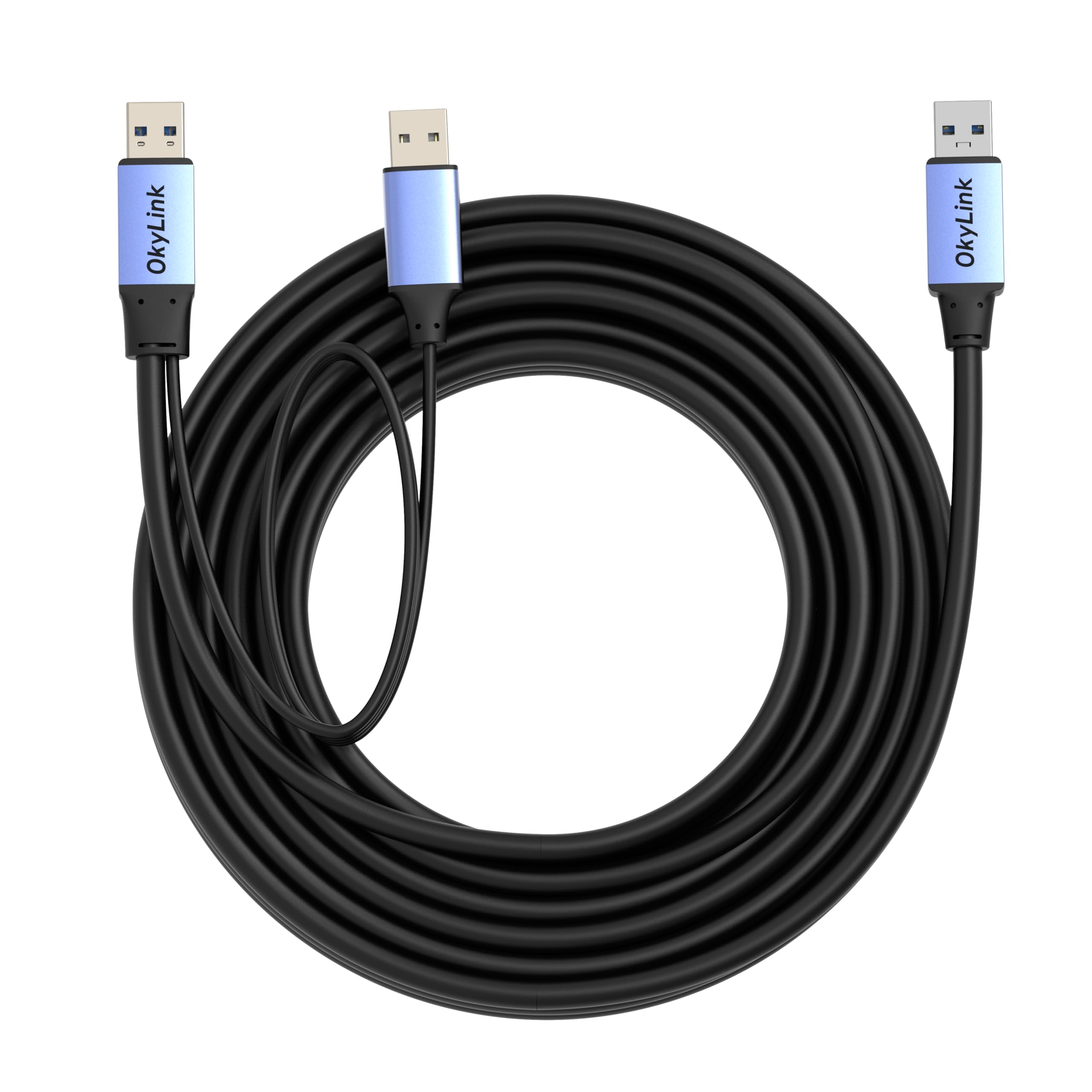 OkyLink Cable de datos activo USB 3.0/3.2 Gen 1 de 25 pies (8 m) A macho a macho A viene con cable de alimentación de 5 Gbps para impresora industrial, escáner