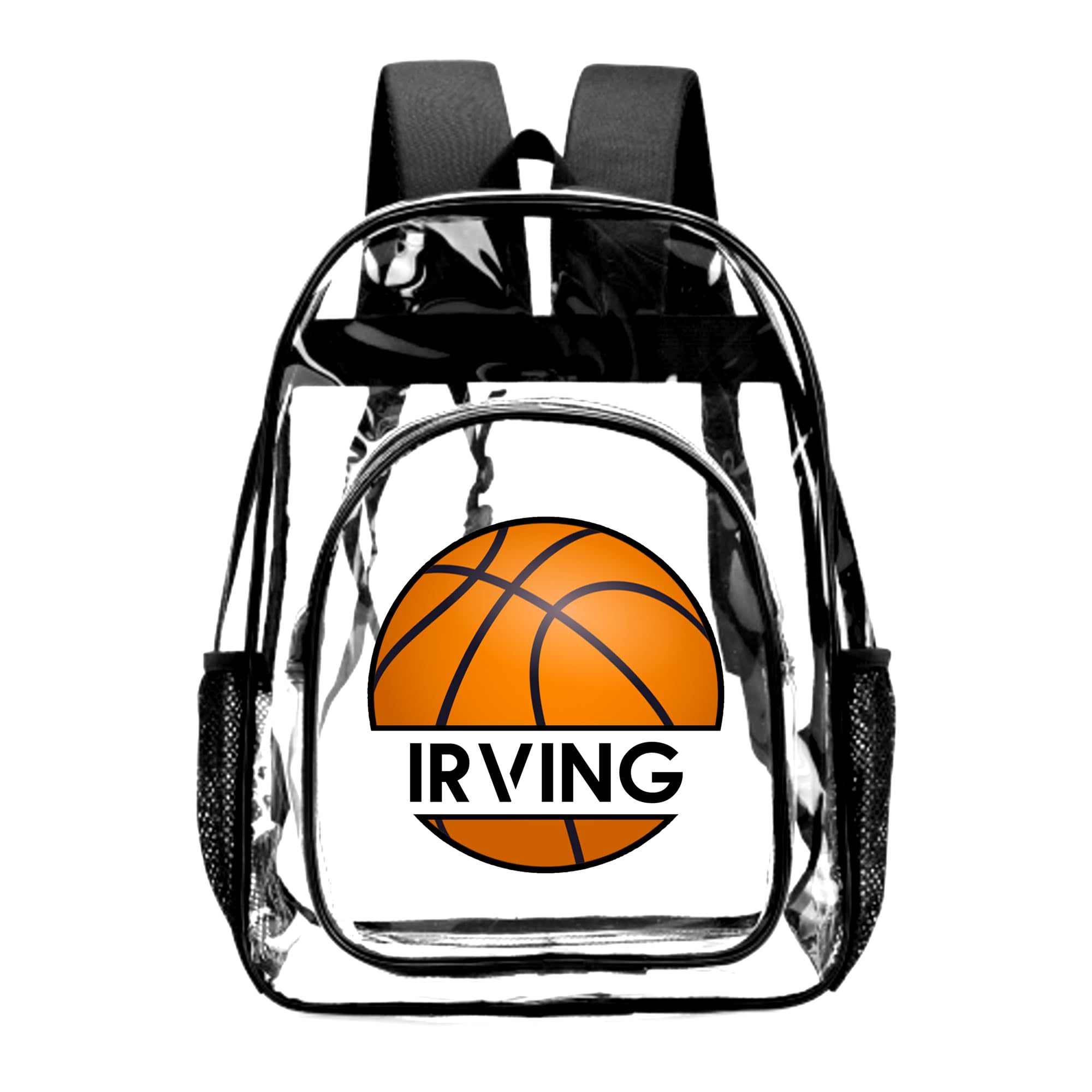 Personalized Basketball Clear Backpack for Boys Girls,Custom Clear Backpacks with Name,Transparent Backpack with Reinforced Strap,See Through Waterproof Heavy Clear Book Bag, Back to School Gifts