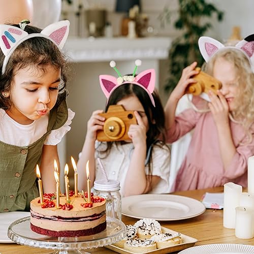 Miniatura 7 de Diadema con orejas de gato, 4 piezas de accesorios de fiesta de cumpleaños para niños, diadema de franela de dibujos animados, pinzas para el