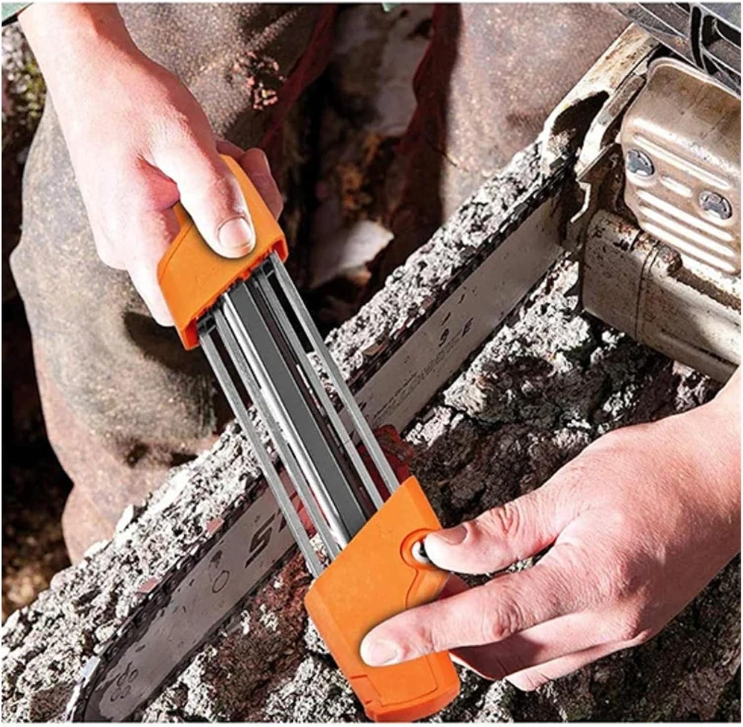 2in1 Chain Sharpener Chains Grinding Tool Manual Chainsaw File Grind Fits Saw 4.0/4.8 Mm Whetstone(B 4.8mm)