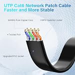 Adoreen Cat 6 Flat Ethernet Cable 1 Ft/10 Pack, High-Speed Internet Network Cable with Low Profile&Compact RJ45 Connector, Thin Slim Flexible Short Patch Cord, 10Gbps, POE for Cat6 Cat 5e 5, Black