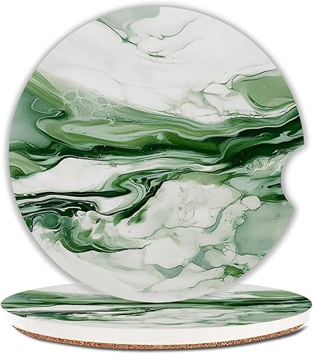 Miniatura 17 de Juego de 2 posavasos de mariposa para automóvil, portavasos de cerámica absorbente de 2.63 pulgadas, base de corcho antideslizante, con muesca de