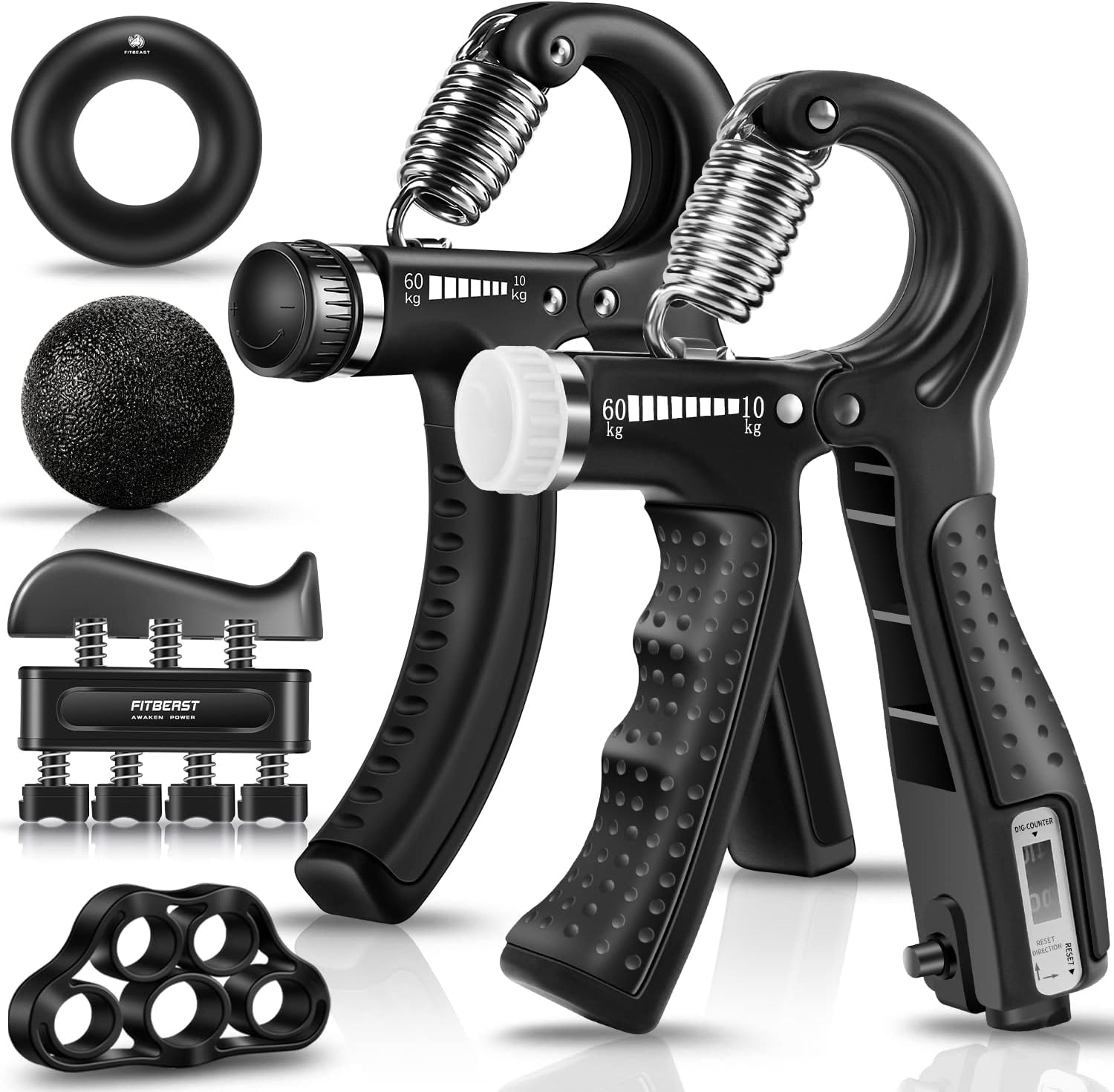 FitBeast Hand Grip Strengthener Workout Kit (5 Pack+1 Pack