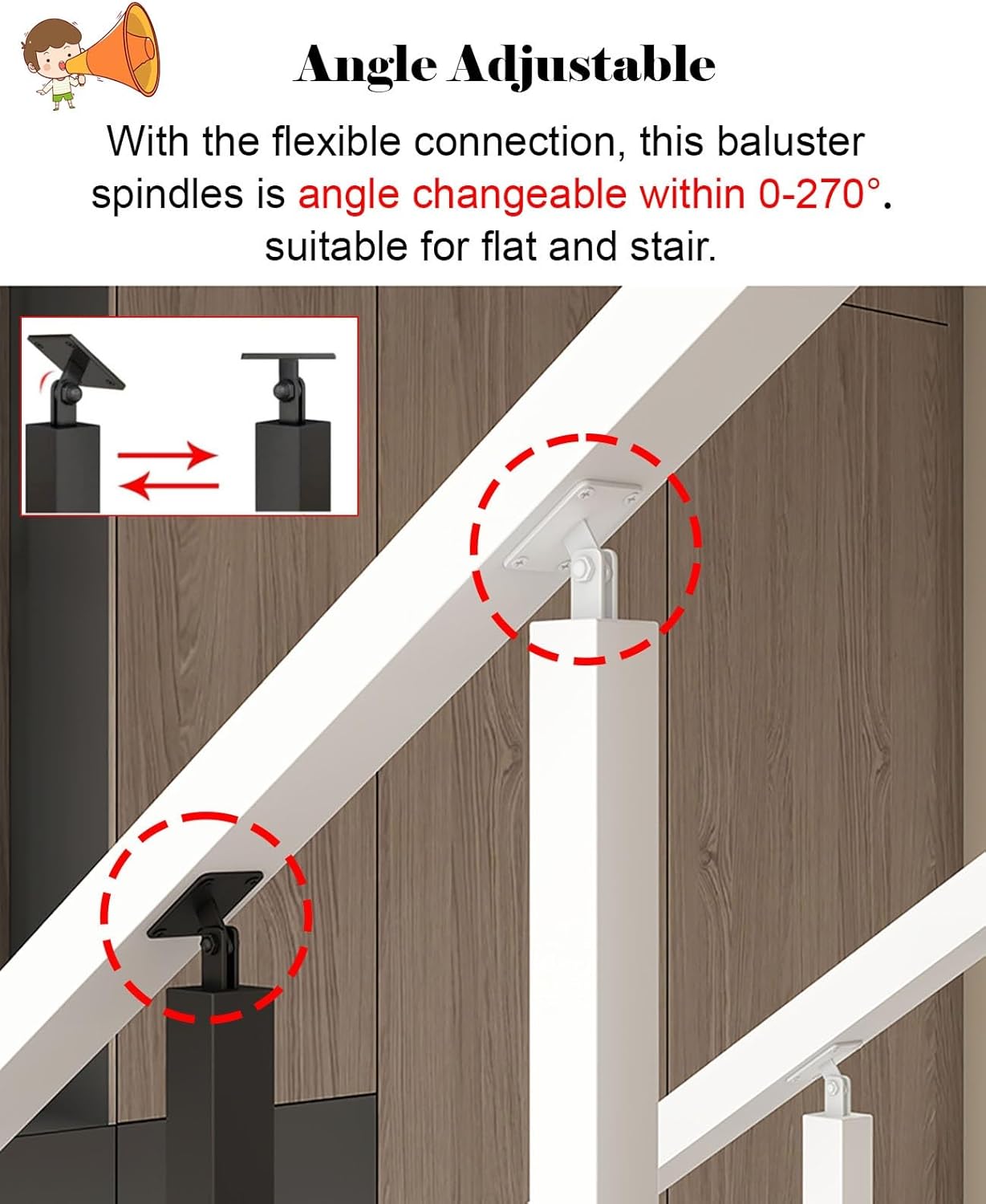 85 90 95 cm Metal Stair Baluster Posts, 270° Adjustable Spindles for Staircase, Deck Balusters for Balcony/Garden/Farmhouse/Loft Decorative(Gold,95cm/37.4in/3.1ft)