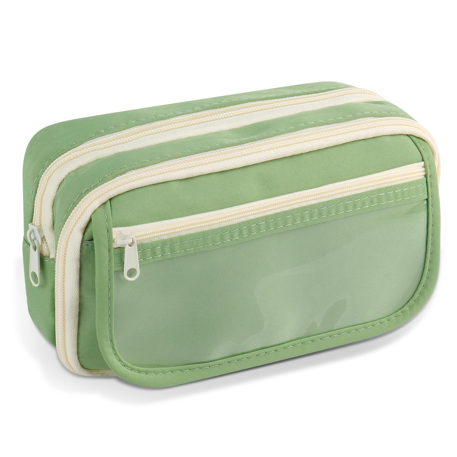 TIECHI Large Pencil Case for Girls Boys, Cute Pencil Case with Compartments for Students, Office, College, School Supplies (Green)