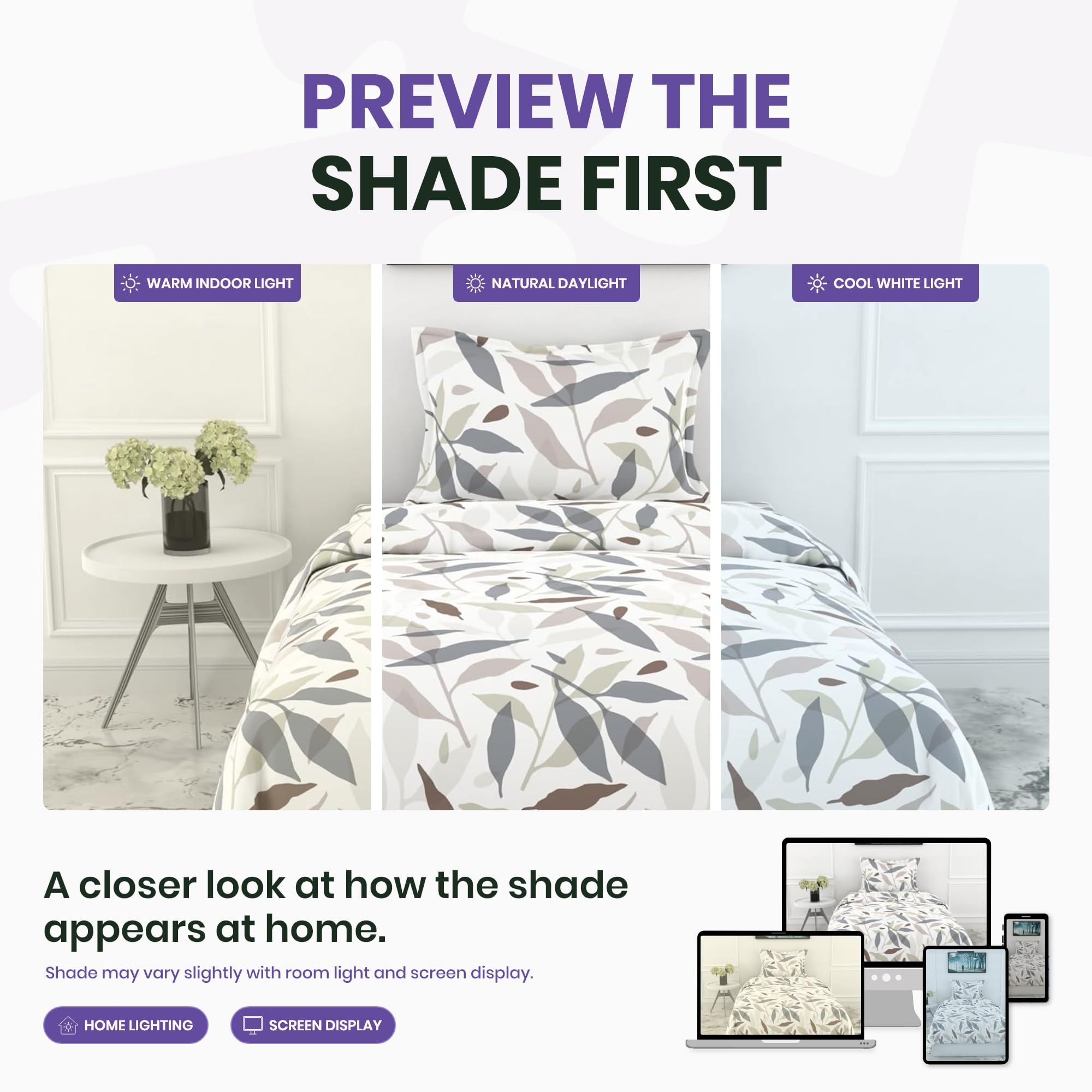 Loreto 100% Cotton Single Bed Sheet with 1 Pillow Cover, 58 x 88 inch 4