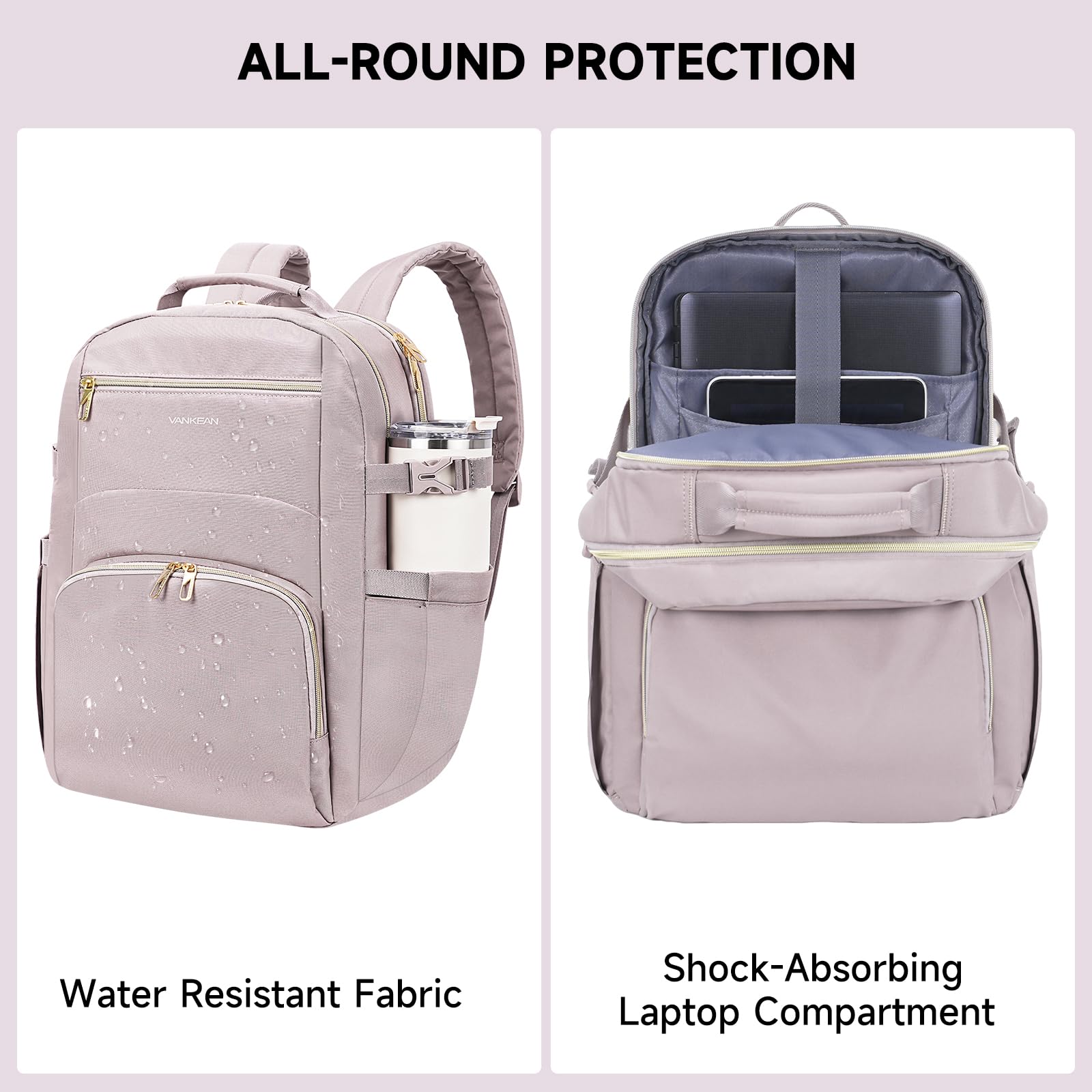 VANKEAN Zaino per laptop da 17 pollici, unisex, rosa