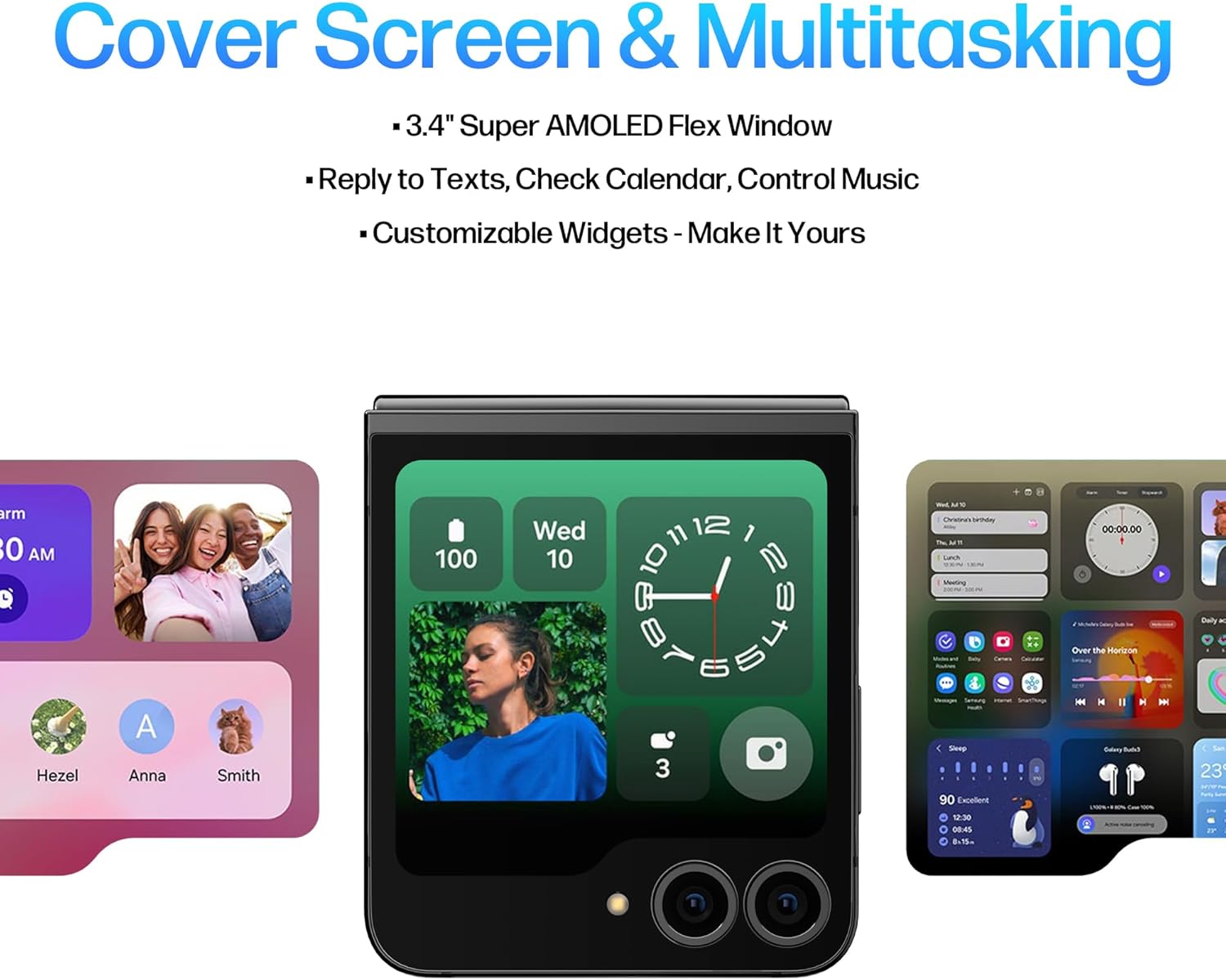 Samsung Galaxy Z Flip5 5G Unlocked Smartphone (Like New) - 256GB Graphite, 6.7" Dynamic AMOLED 2X Foldable Display, 8GB RAM, US Version, Bundle with Qi Wireless Charging Pad