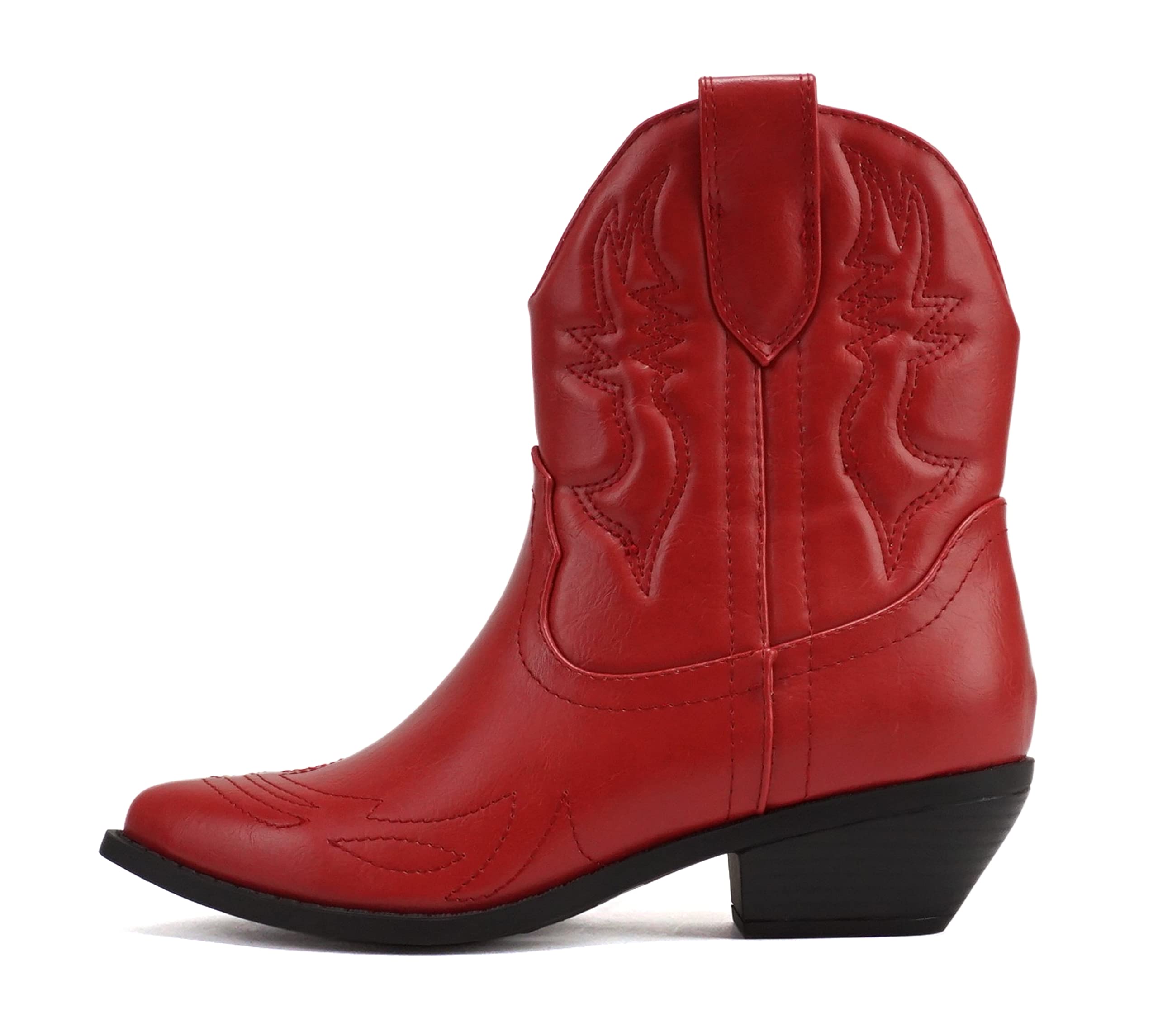 Soda Women Cowgirl Cowboy Western Stitched Ankle Boots Pointed Toe Short Booties Rigging-S Wide Fit Available