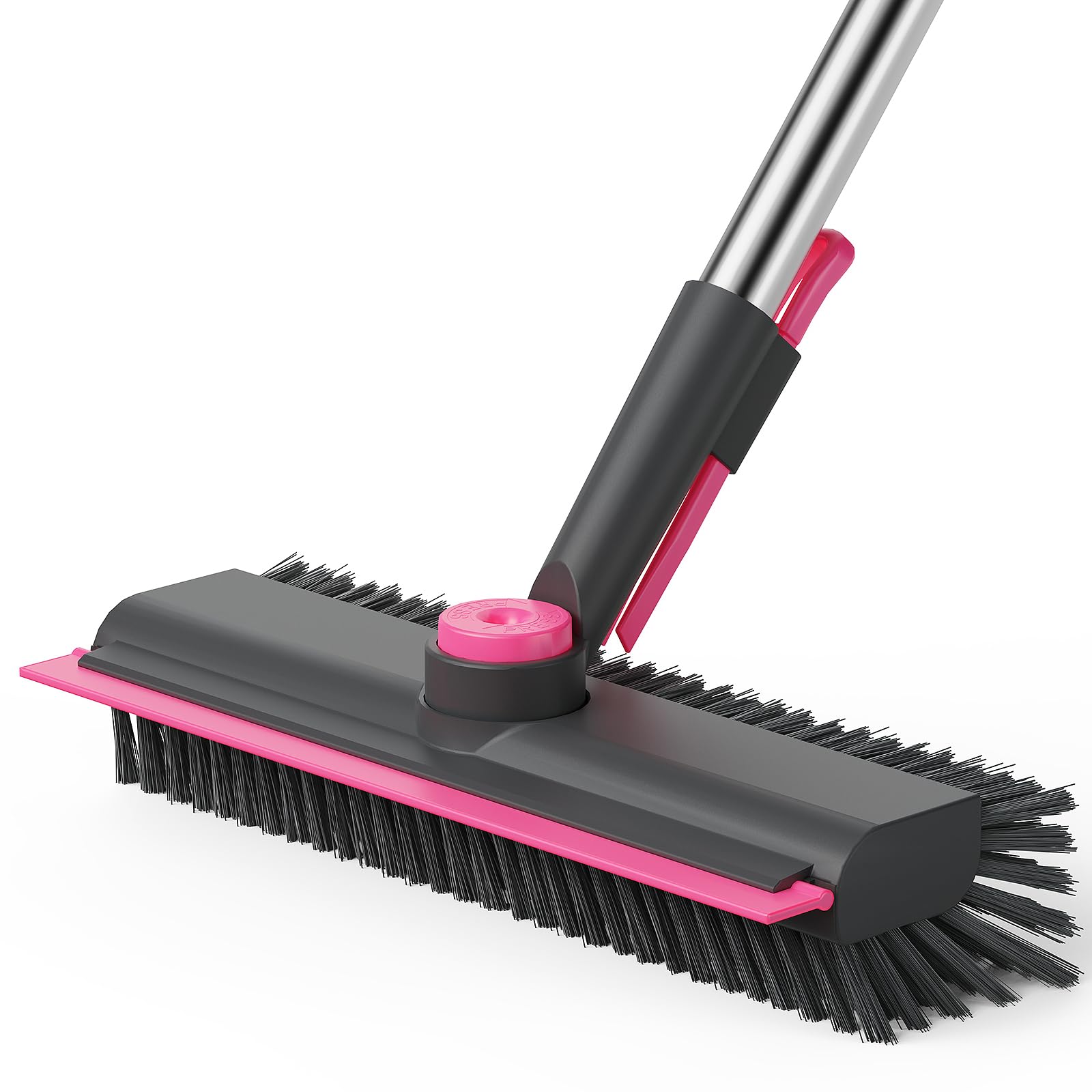 AIR U+ Floor Scrub Brush with Long Handle, 3-in-1 Rotating Head &amp; Squeegee