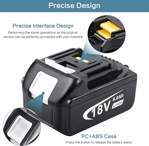 Miniatura 4 de TREE.NB Paquete de 2 baterías de repuesto de 6.0Ah para Makita de 18 V compatibles con baterías Makita de 18 voltios BL1860 BL1850 BL1840 BL1835