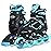 MammyGol Adjustable Inline Skates for Youth Adults with Light up Wheels, Teal Beginner Blades Roller Skates for Women Men Size 8 9 10