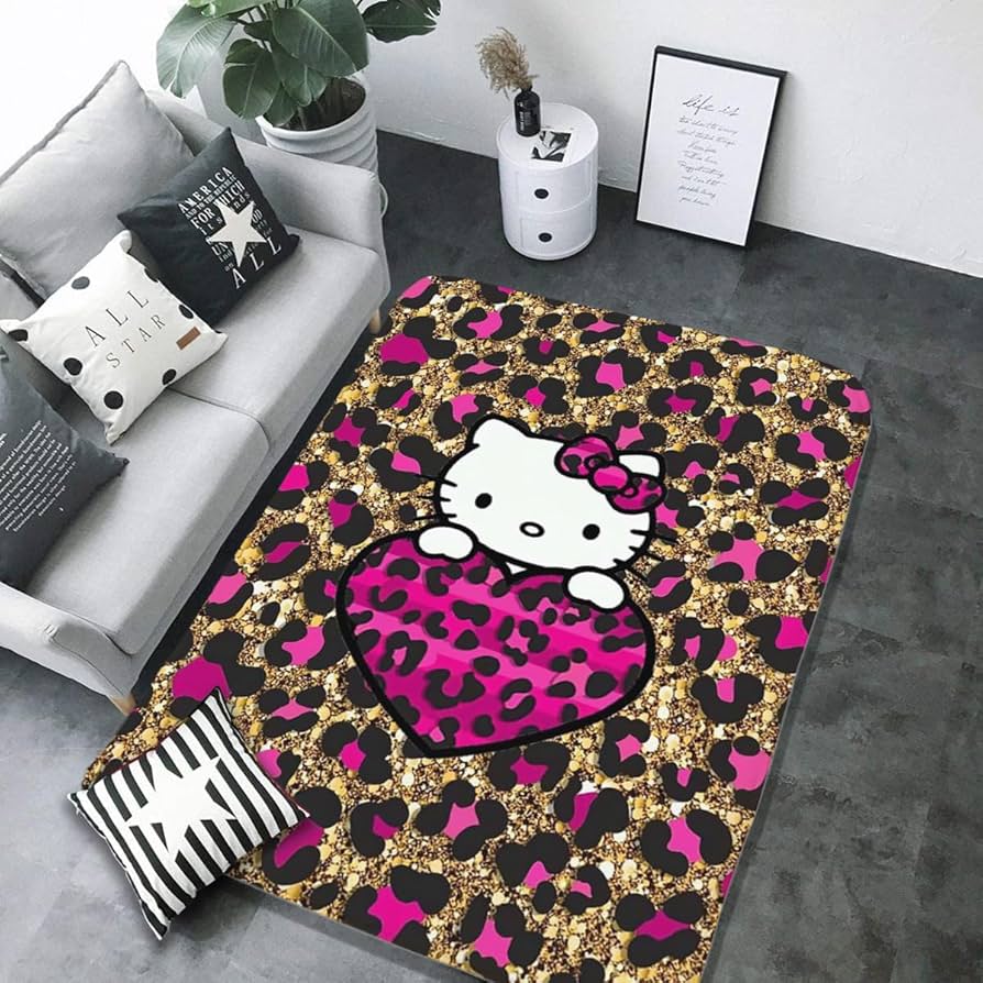Amazon｜カーペット ハローキティ ヒョウ柄 ラグマット 絨毯