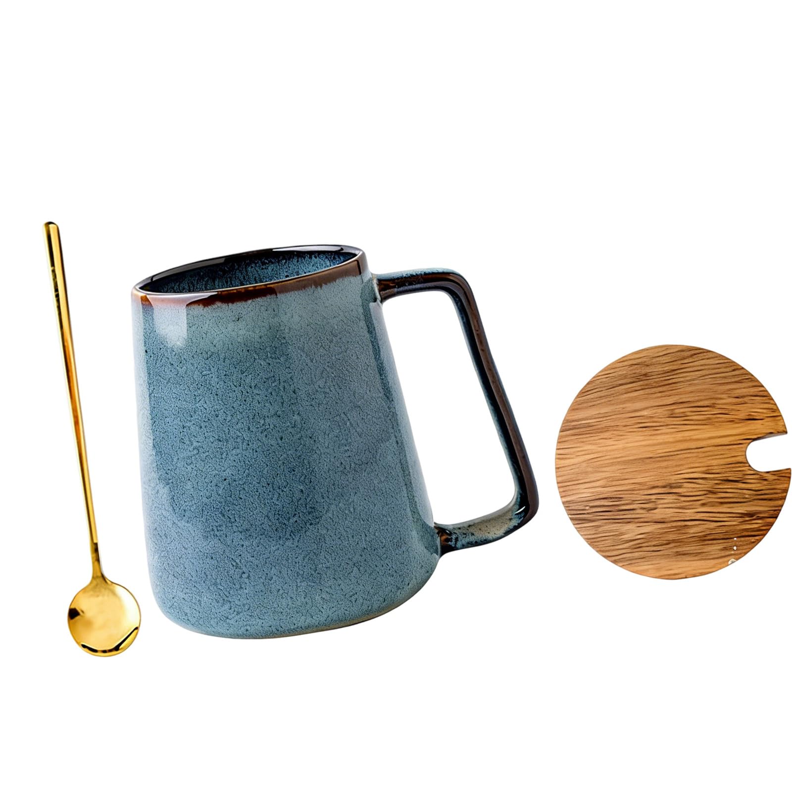 Sbshiouu Sydney Blue Unique Raku Glazed Ceramic Coffee Mugs With Ergonomic Tapered Designs For Home And Offices Use 350Ml Capacity Ceramic Coffee Mugs