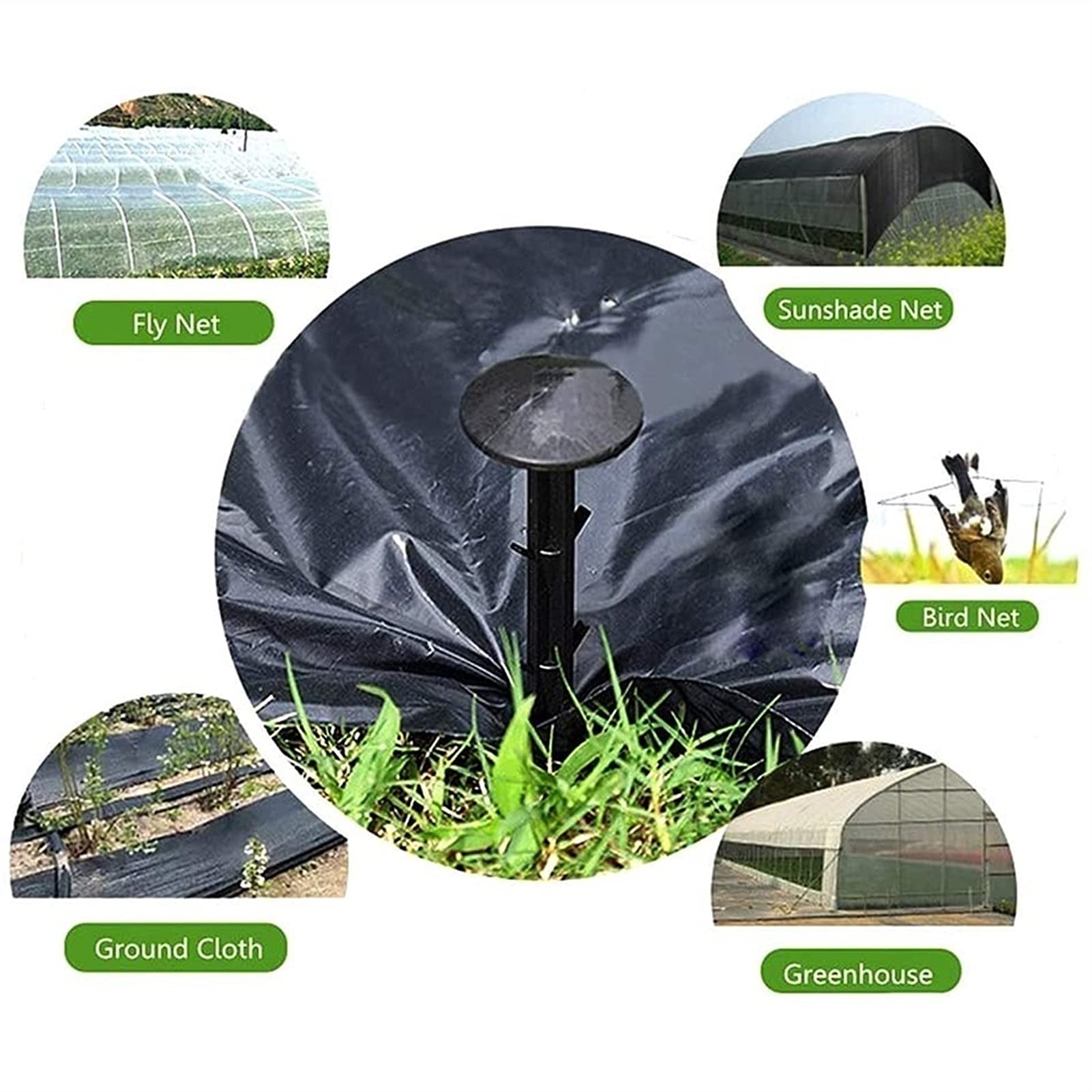 100 pinzas de plástico verde para tienda de campaña de jardín de 30 cm, grapas de tela de paisaje, anclajes de barrera de malezas resistentes para mantillo geotextil y cubierta del suelo