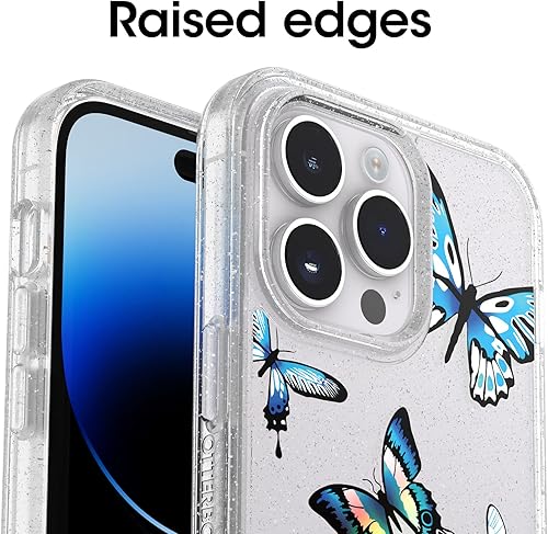 Miniatura 3 de OtterBox Funda para iPhone 14 Pro Max (SOLAMENTE) de la Serie Symmetry - Mariposa Y2K (TransparenteAzul), Ultra-Elegante, Compatible con Carga