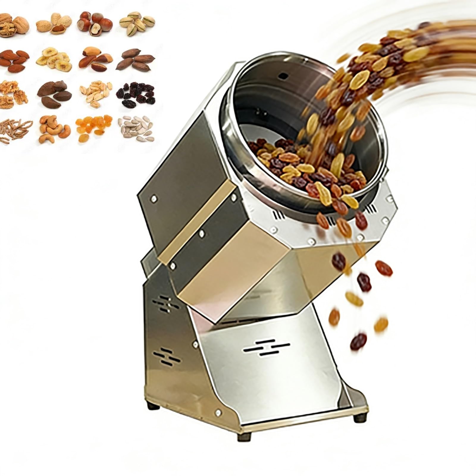 Commercial Sunflower Seeds Nut Roaster Machine, Large-Capacity Multi-Grain Maker, with Adjustable Timing Temperature Control, for Peanuts, Sesame, Cashews, Chestnuts