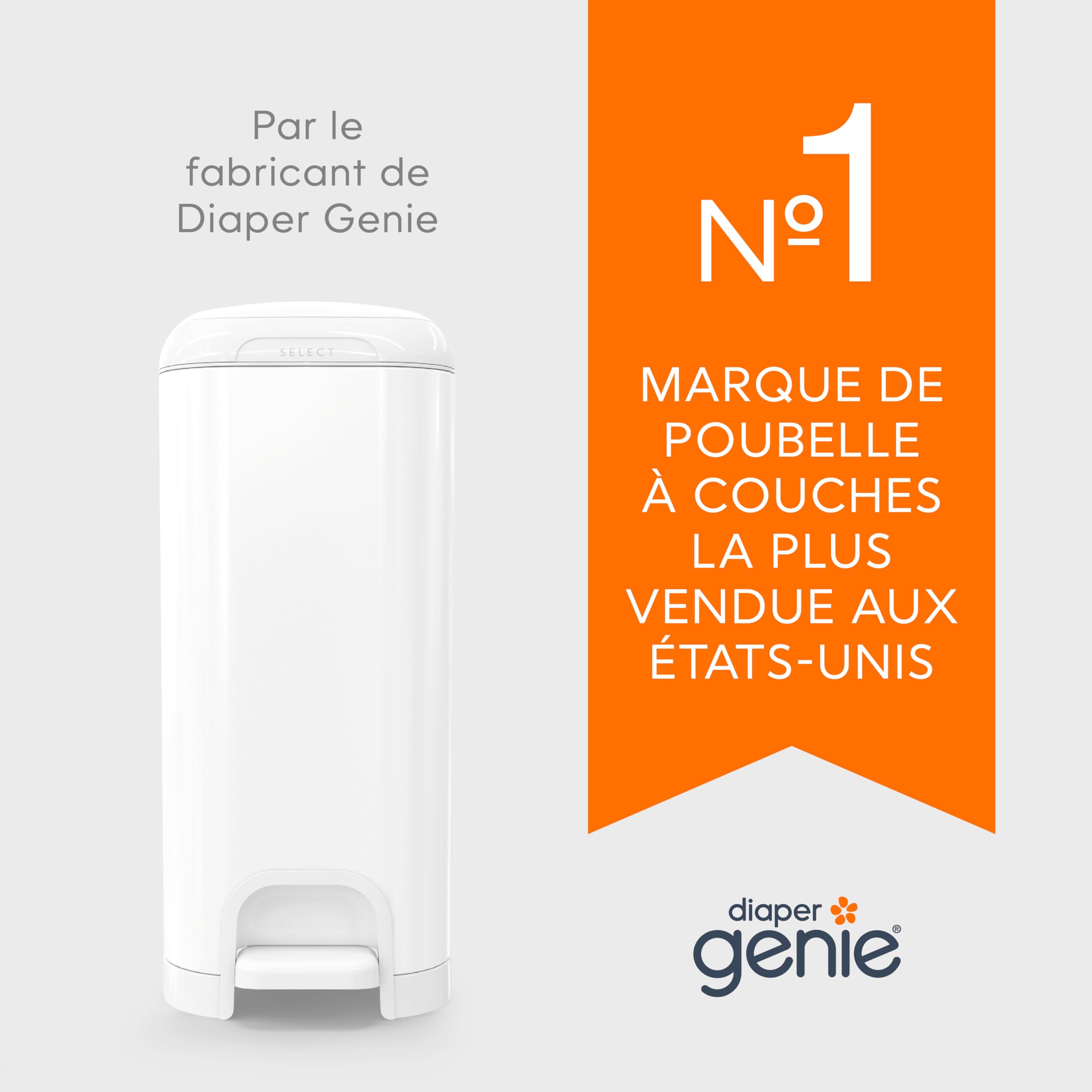 Angelcare Poubelle à Couches Classic XL avec Recharge Octogonale Anti-Odeur Haute Capacité (1 Mois - 190 Couches Taille 0)