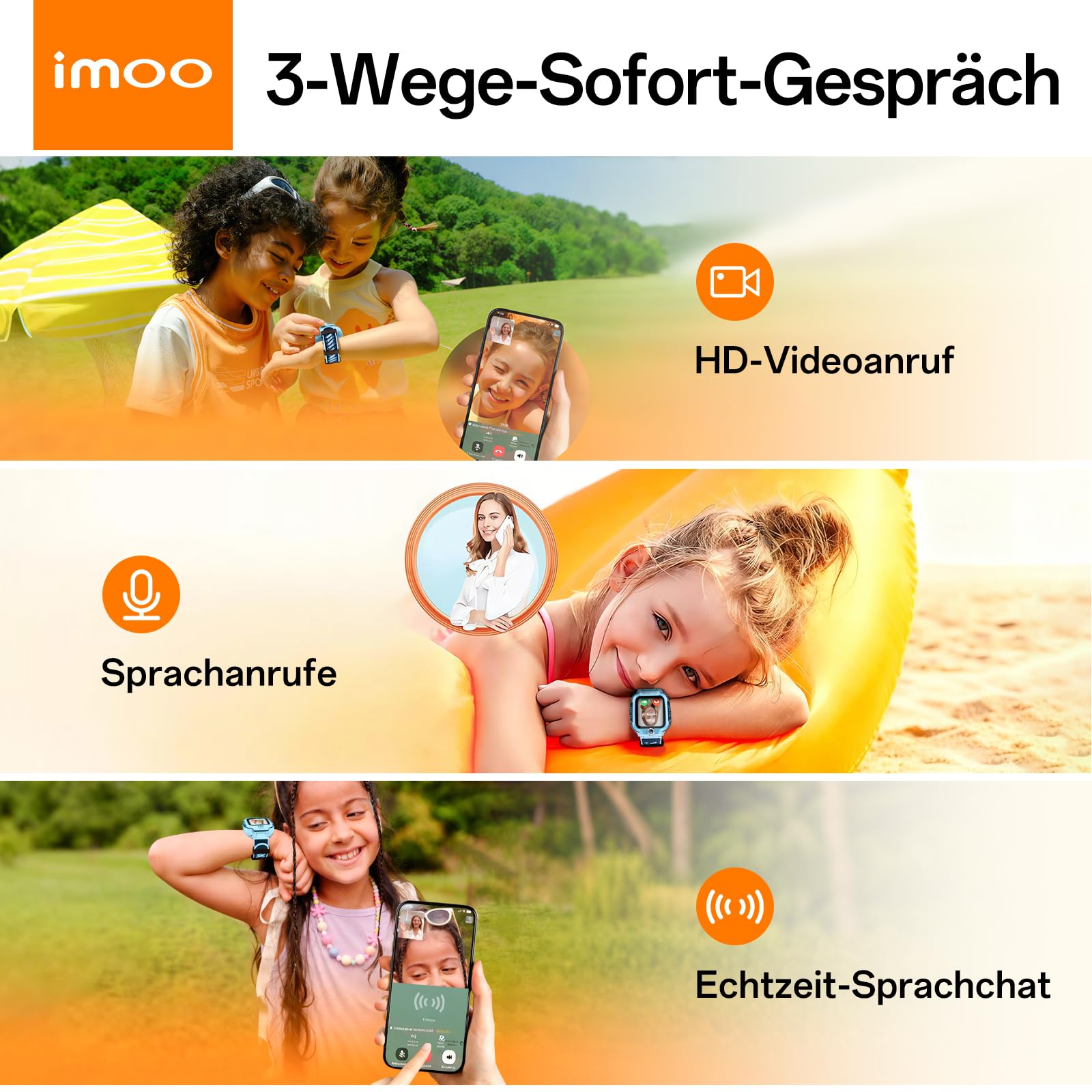 imoo Z3 Kinder-Smartwatch, 4G Sprachanruf, 1,5″ HD-Bildschirm, Wasserbeständig bis 20 m, 8 GB großer Speicher, Klassenmodus & Schlafmodus mit Zubehörset(Blau)